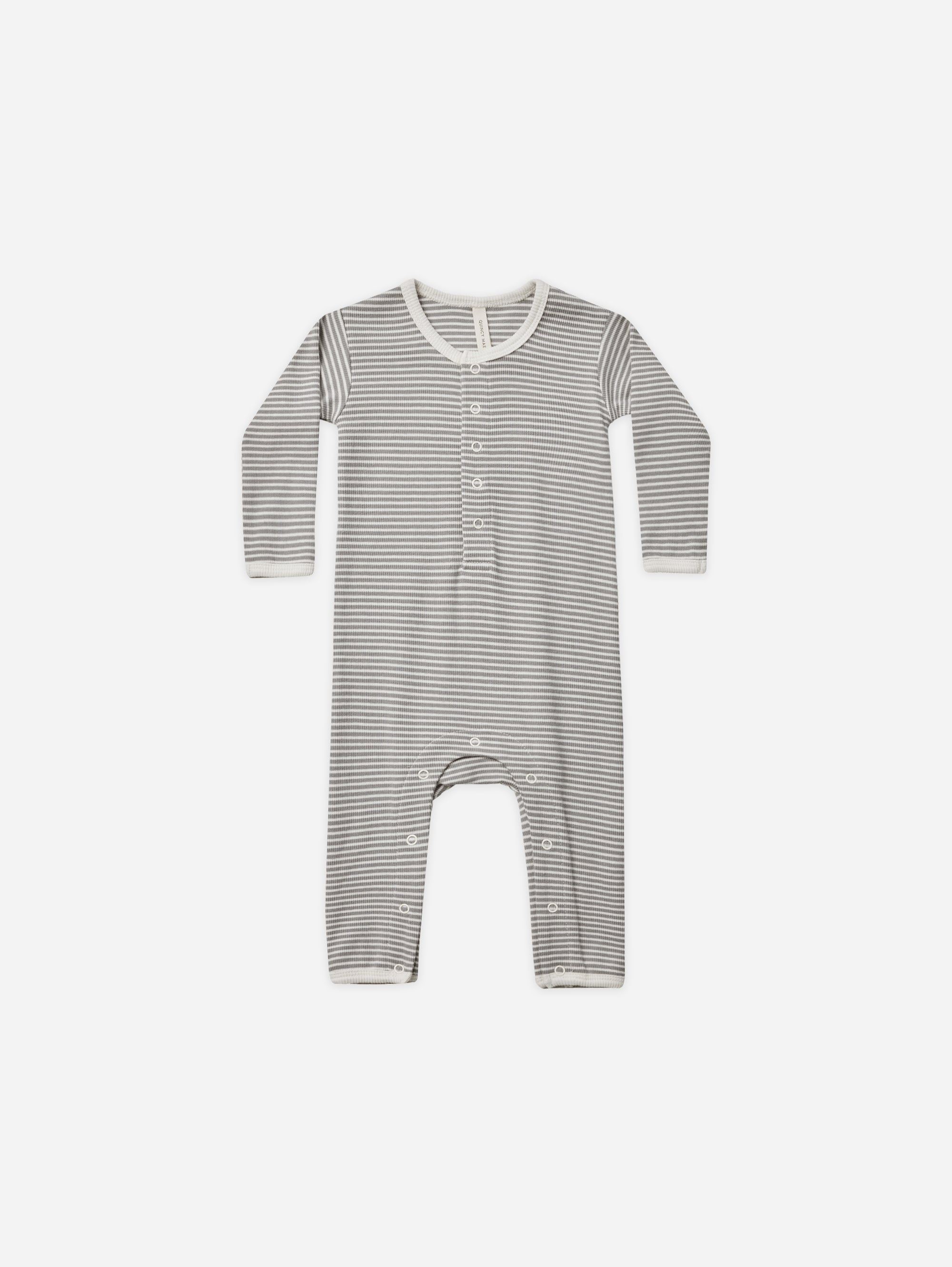 Ribbed Baby Jumpsuit || Lagoon Micro Stripe - Rylee + Cru | Kids Clothes | Trendy Baby Clothes | Modern Infant Outfits |