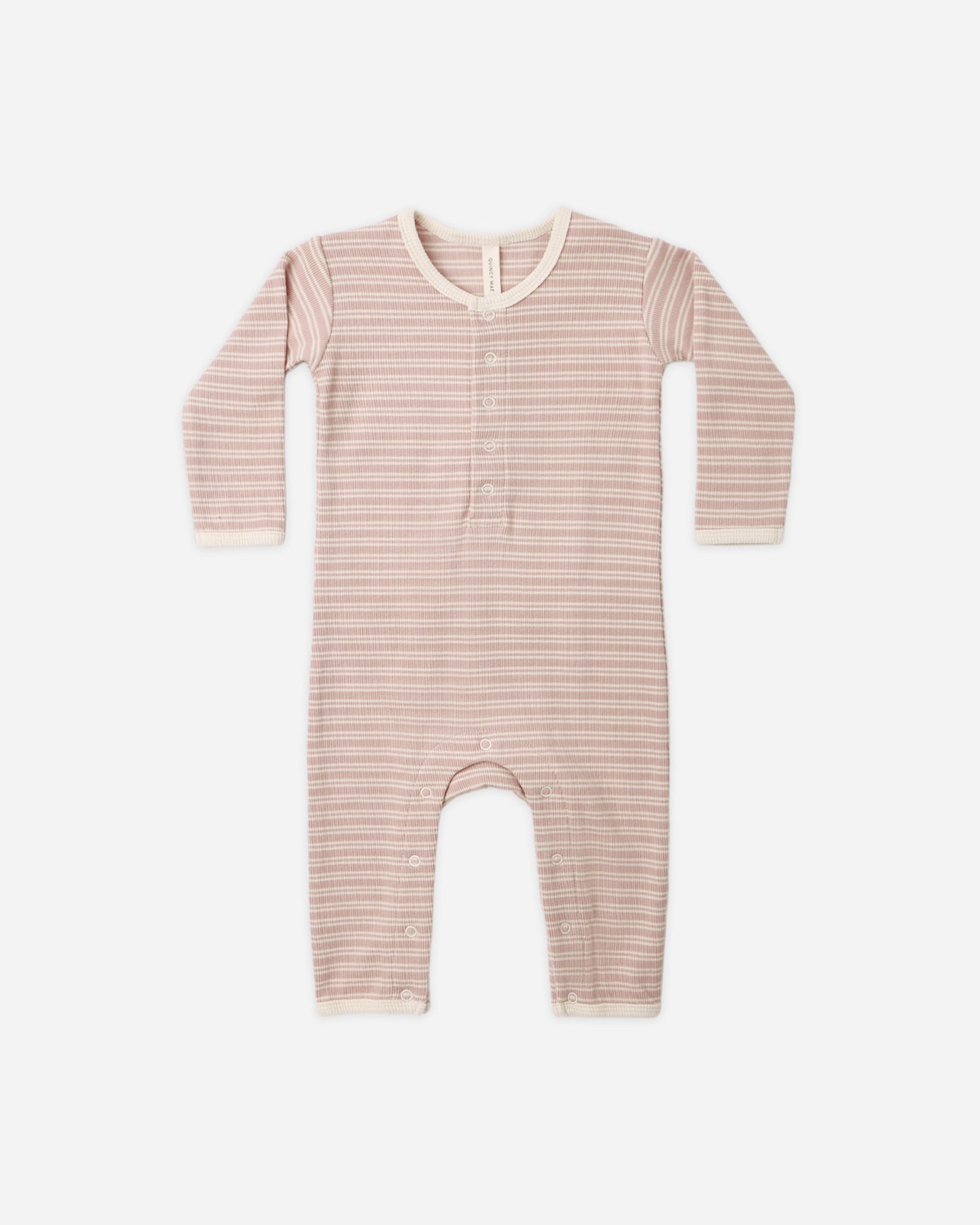 Ribbed Baby Jumpsuit Dusty Rose Microstripe - Rylee + Cru | Kids Clothes | Trendy Baby Clothes | Modern Infant Outfits |