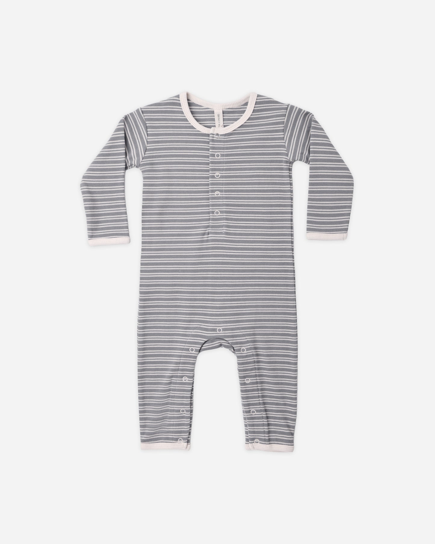 Ribbed Baby Jumpsuit Slate Microstripe - Rylee + Cru | Kids Clothes | Trendy Baby Clothes | Modern Infant Outfits |