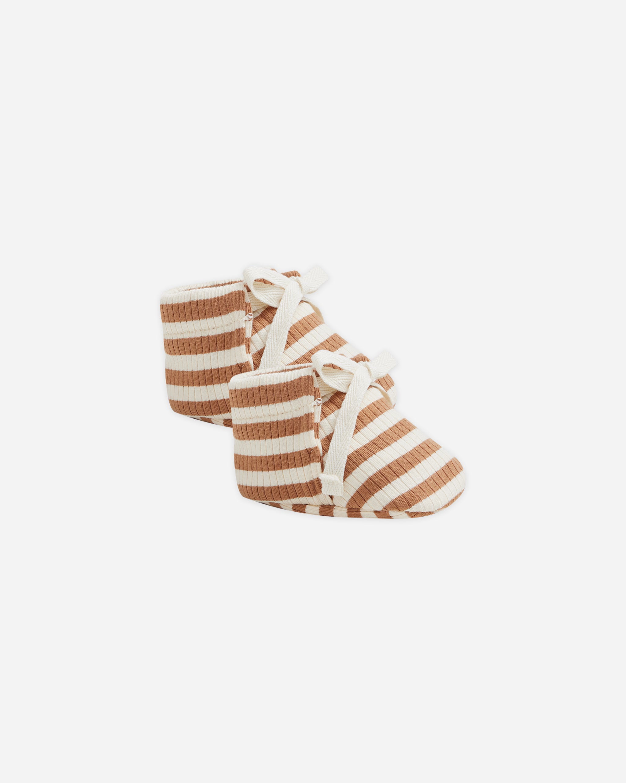 Ribbed Baby Booties || Cinnamon Stripe - Rylee + Cru | Kids Clothes | Trendy Baby Clothes | Modern Infant Outfits |