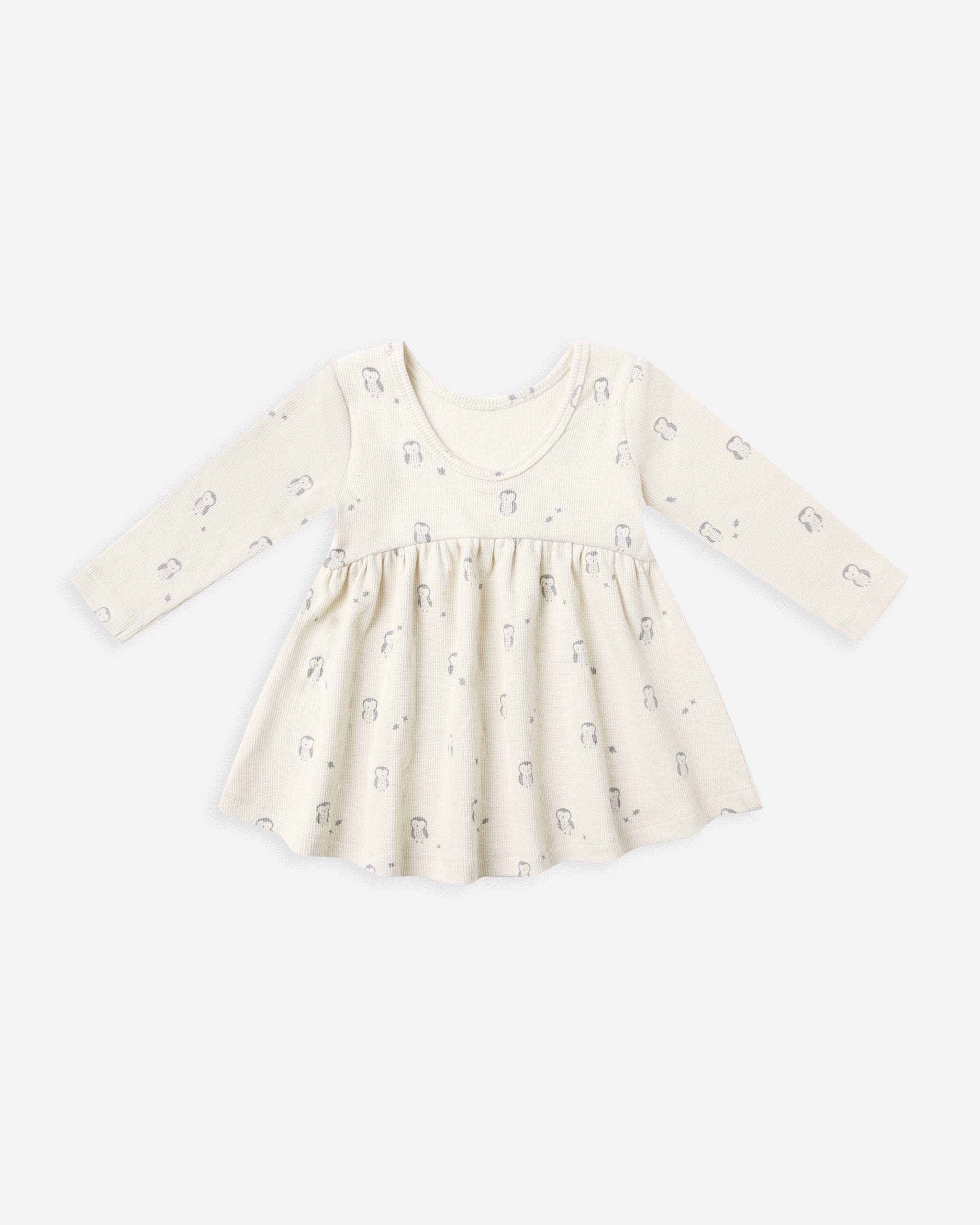 Ribbed Long Sleeve Dress || Owls - Rylee + Cru | Kids Clothes | Trendy Baby Clothes | Modern Infant Outfits |