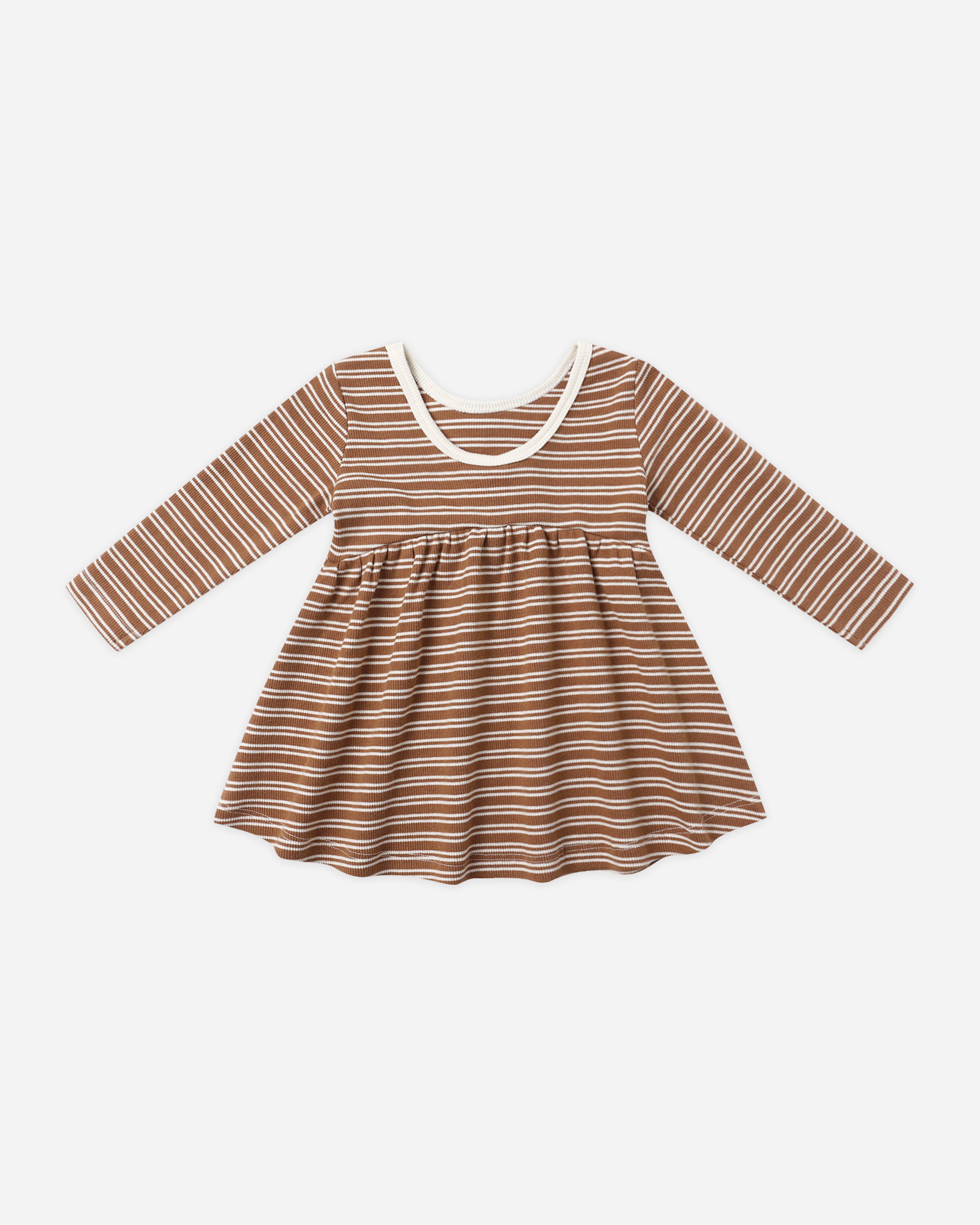 Ribbed Long Sleeve Dress || Cedar Micro Stripe - Rylee + Cru | Kids Clothes | Trendy Baby Clothes | Modern Infant Outfits |
