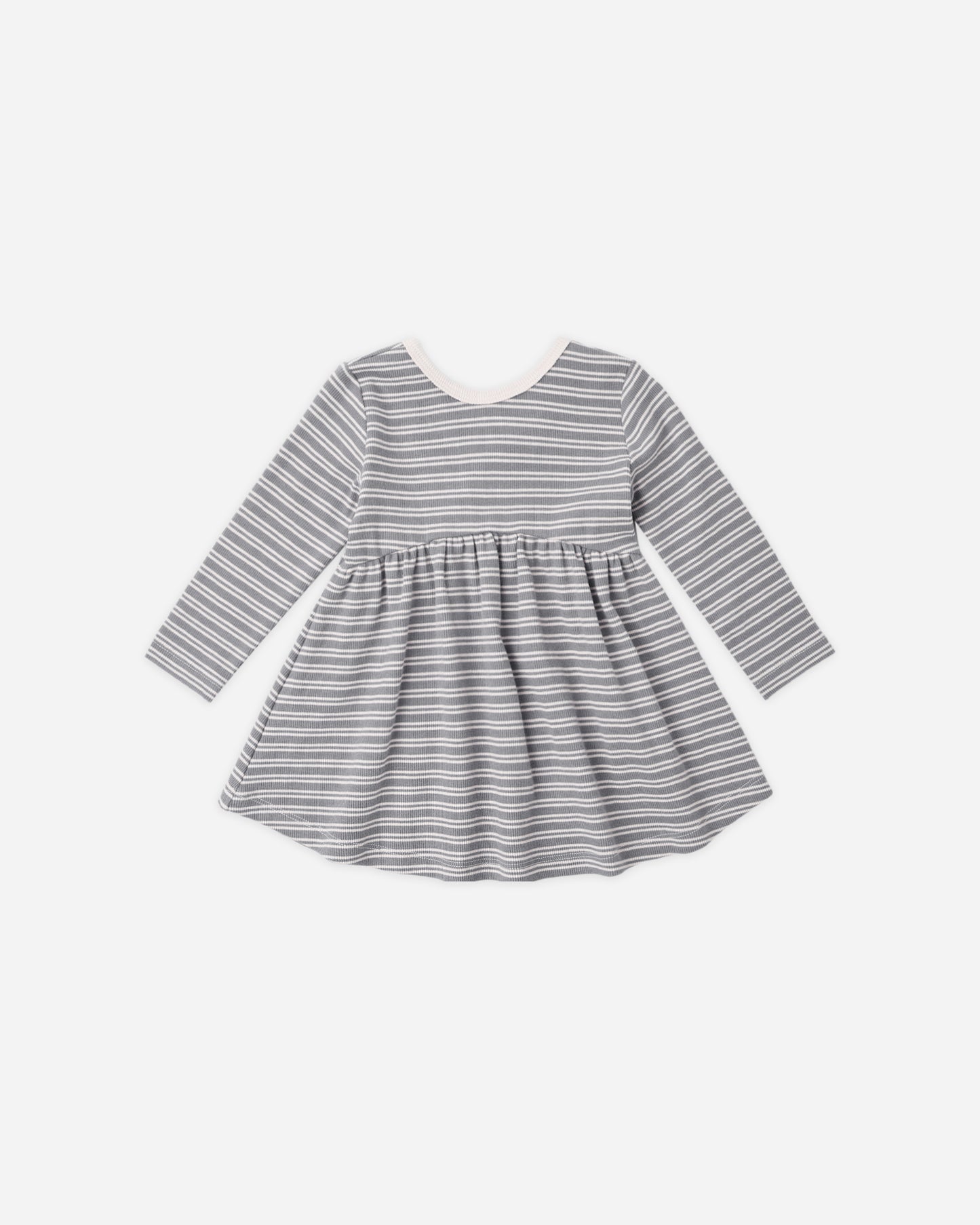 Ribbed Long Sleeve Dress Slate Microstripe - Rylee + Cru | Kids Clothes | Trendy Baby Clothes | Modern Infant Outfits |