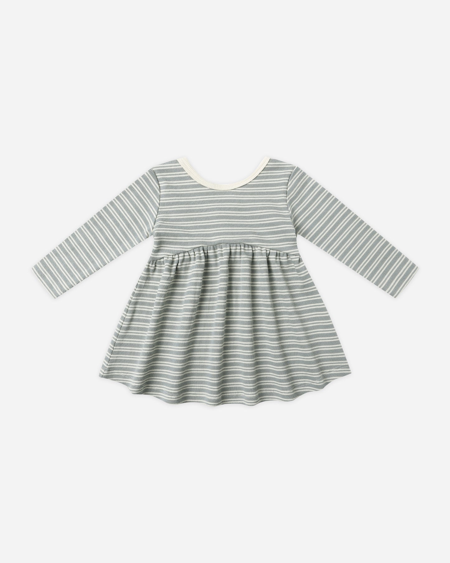 Ribbed Long Sleeve Dress || Steel Blue Micro Stripe - Rylee + Cru | Kids Clothes | Trendy Baby Clothes | Modern Infant Outfits |