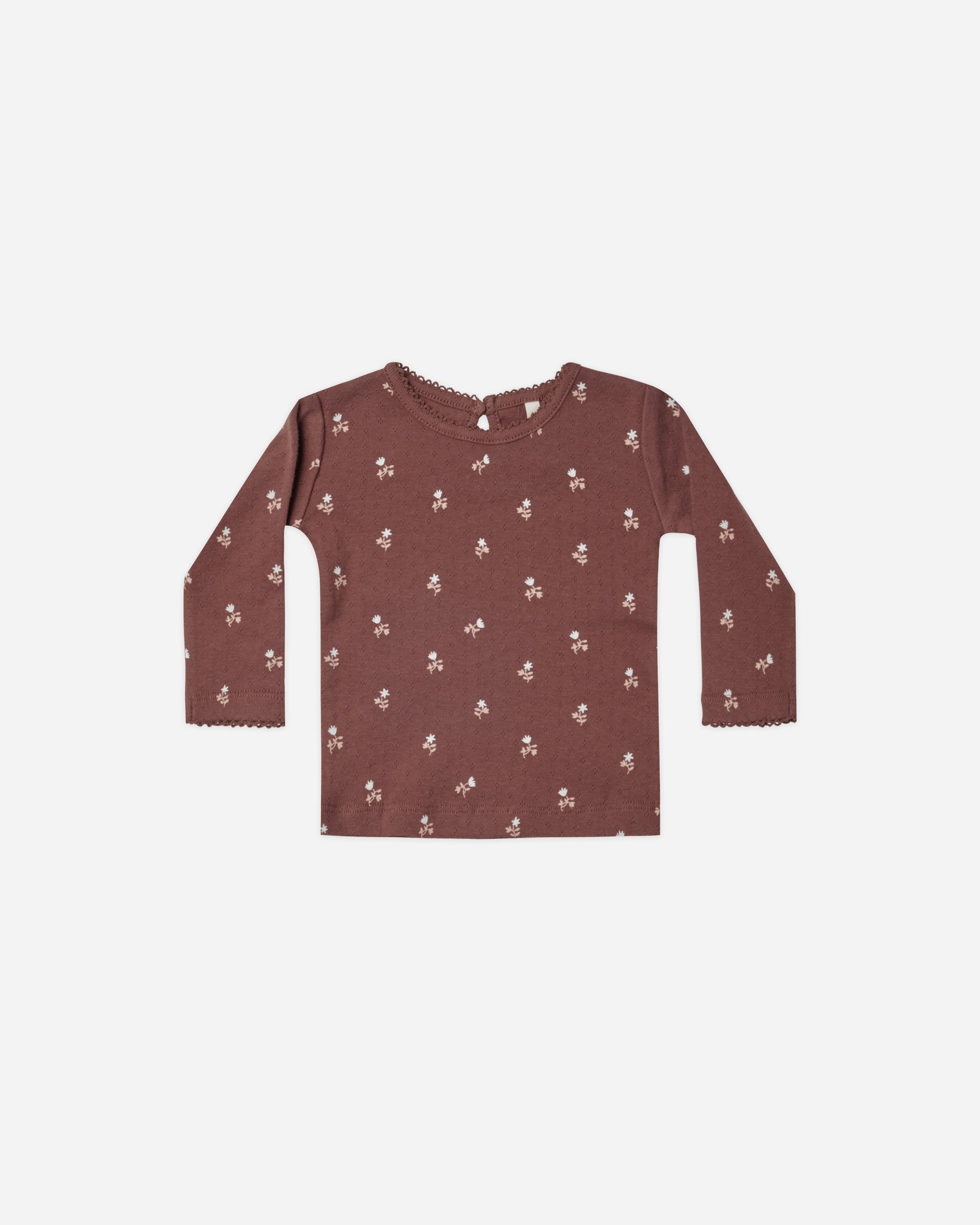 Pointelle Long Sleeve Tee || Plum Fleur - Rylee + Cru | Kids Clothes | Trendy Baby Clothes | Modern Infant Outfits |