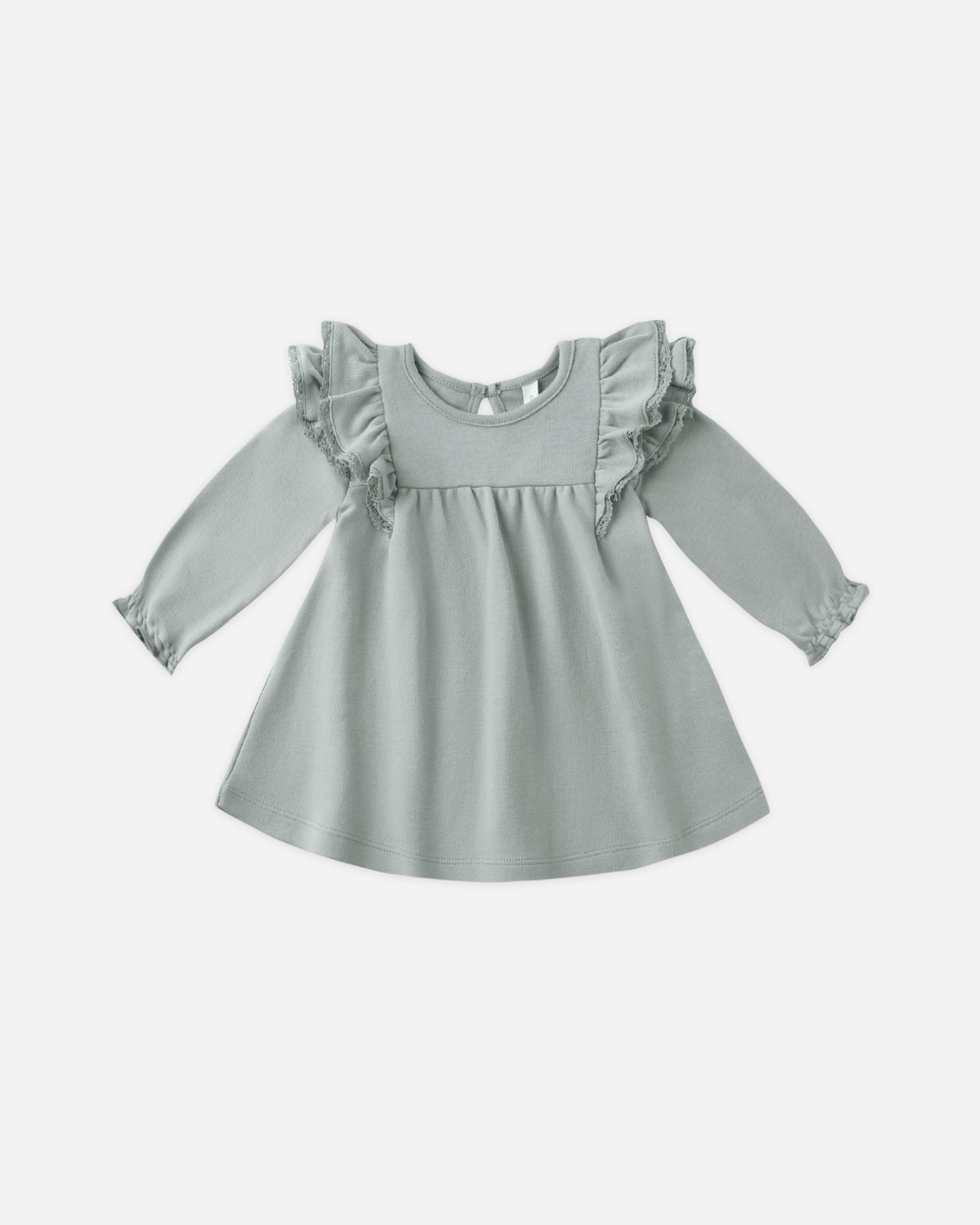 Long Sleeve Flutter Dress || Steel Blue - Rylee + Cru | Kids Clothes | Trendy Baby Clothes | Modern Infant Outfits |