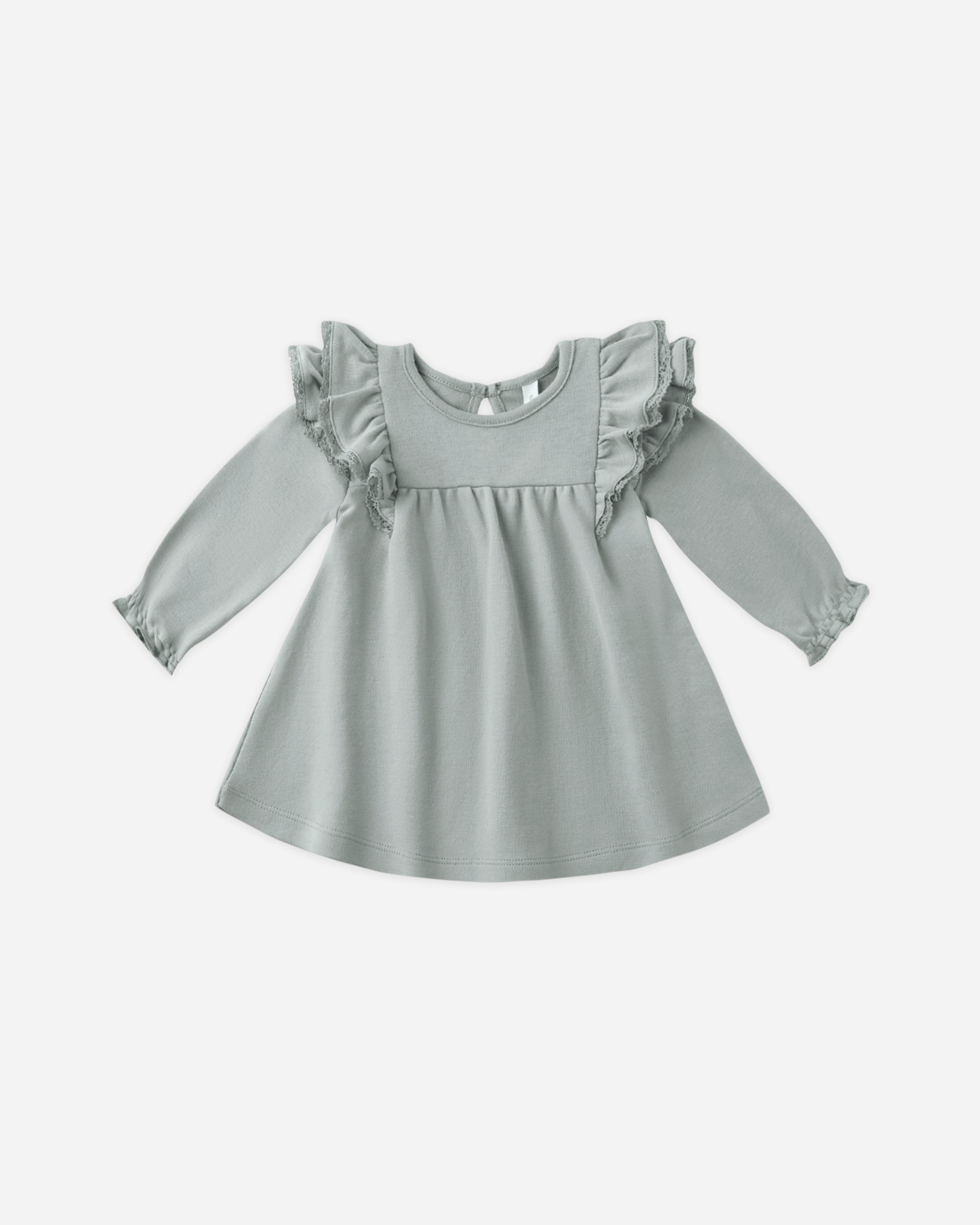 Long Sleeve Flutter Dress || Steel Blue - Rylee + Cru | Kids Clothes | Trendy Baby Clothes | Modern Infant Outfits |