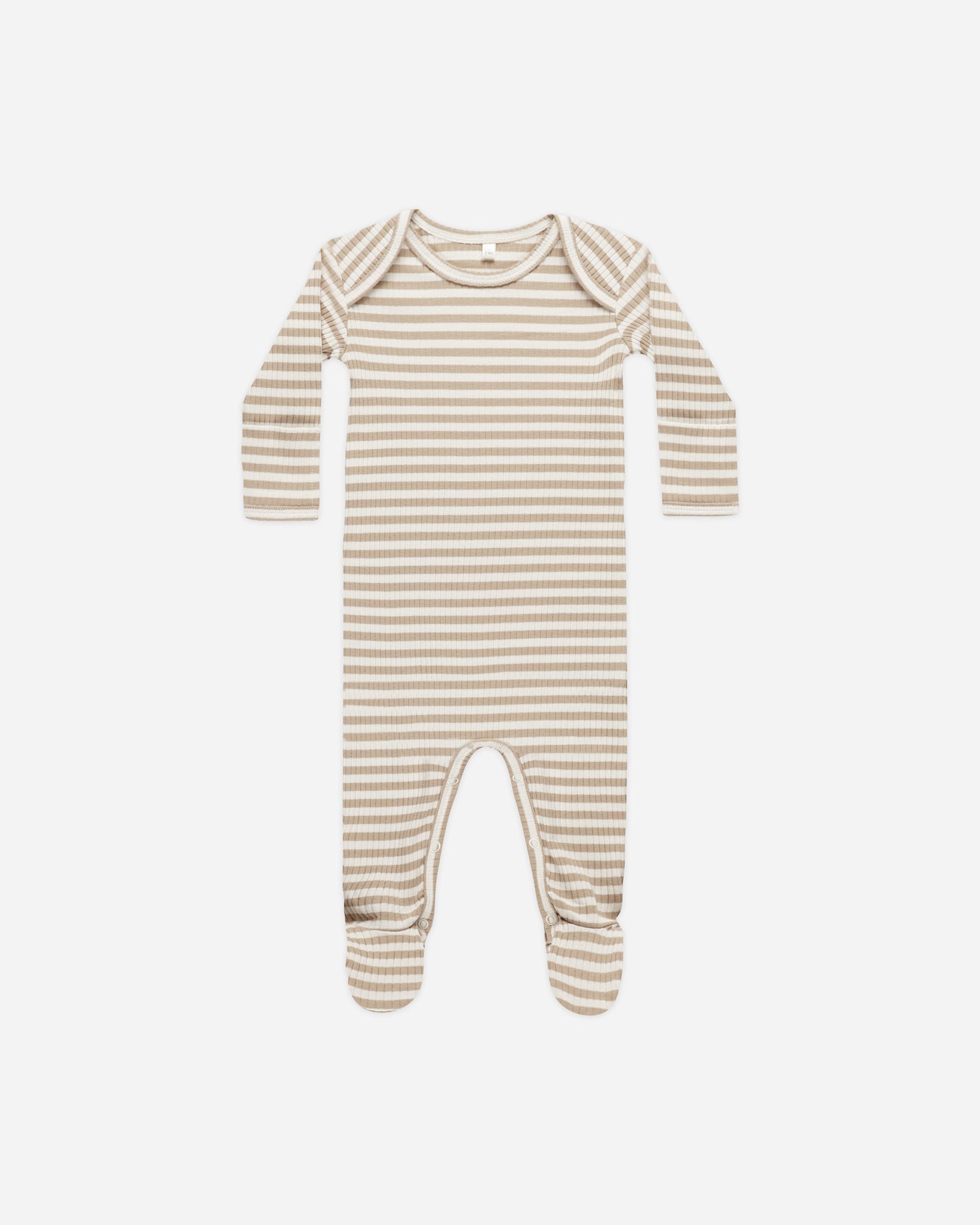 Ribbed Footie || Latte Stripe