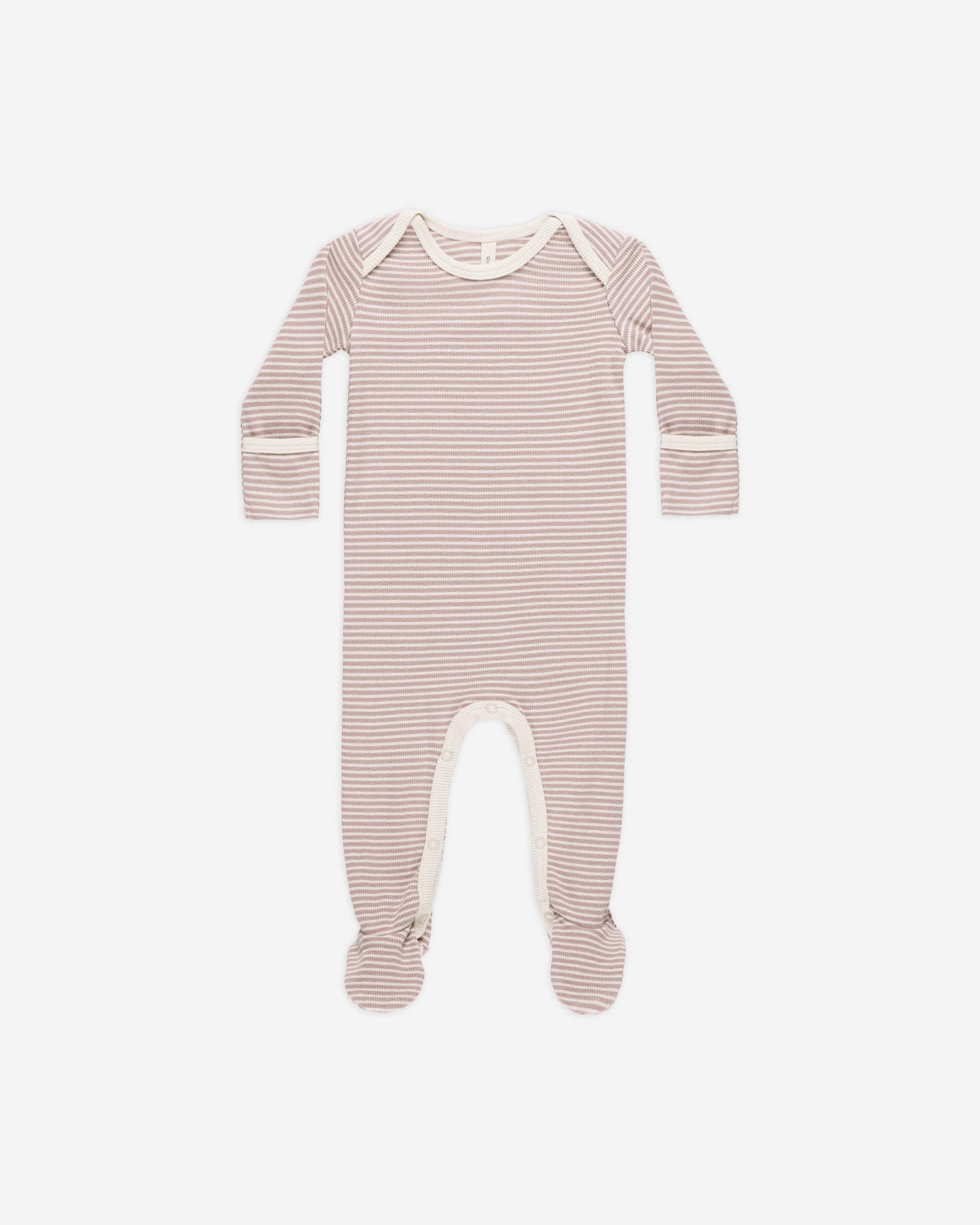 Ribbed Footie || Mauve Stripe