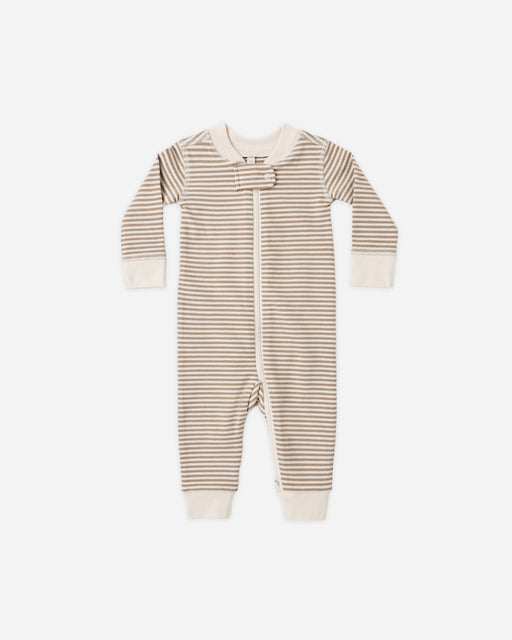 Zip Long Sleeve Sleeper Almond Stripe - Rylee + Cru | Kids Clothes | Trendy Baby Clothes | Modern Infant Outfits |
