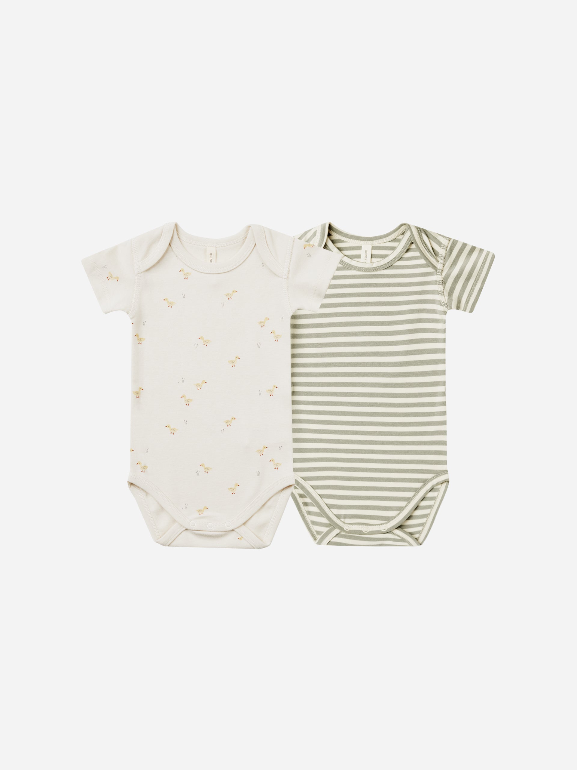 Short Sleeve Bodysuit, 2 Pack || Ducks, Sage Stripe - Rylee + Cru | Kids Clothes | Trendy Baby Clothes | Modern Infant Outfits |