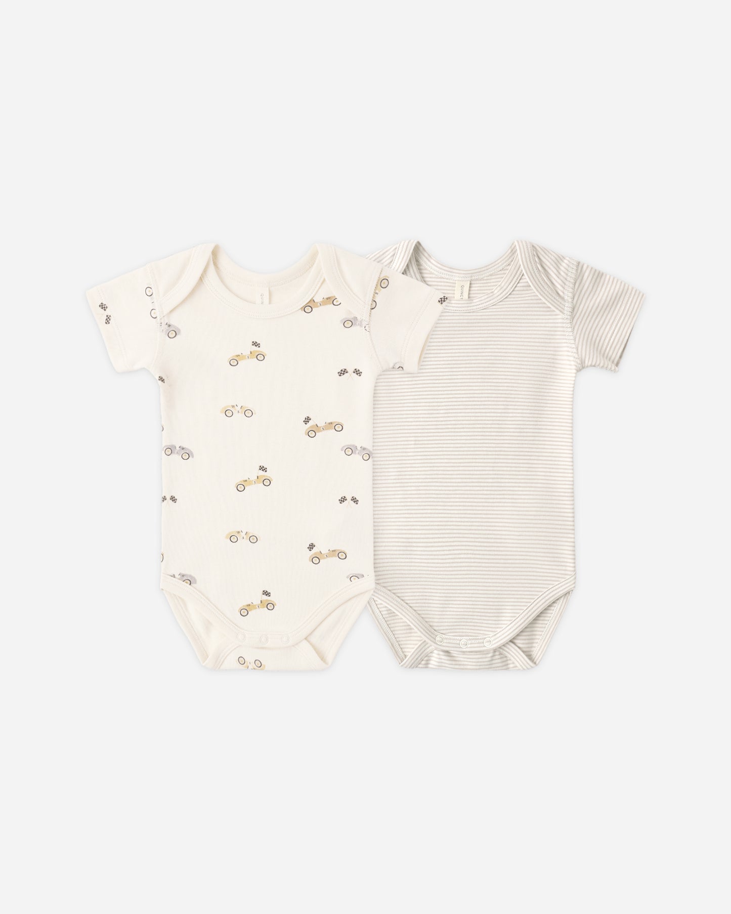 Short Sleeve Bodysuit Pack Race Car, Oat Micro Stripe - Rylee + Cru | Kids Clothes | Trendy Baby Clothes | Modern Infant Outfits |