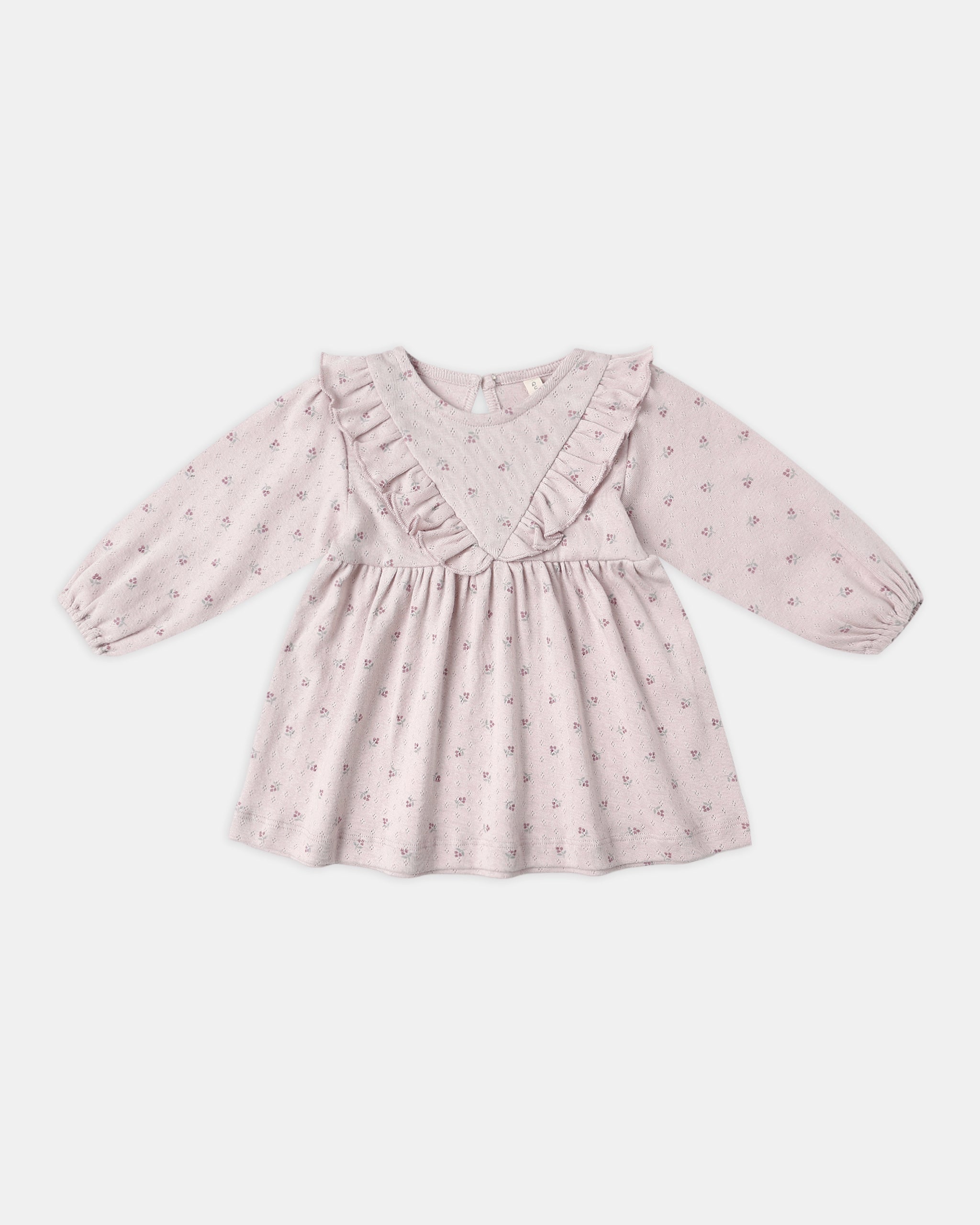 Long Sleeve Ruffle V Dress || Lilac Ditsy - Rylee + Cru | Kids Clothes | Trendy Baby Clothes | Modern Infant Outfits |