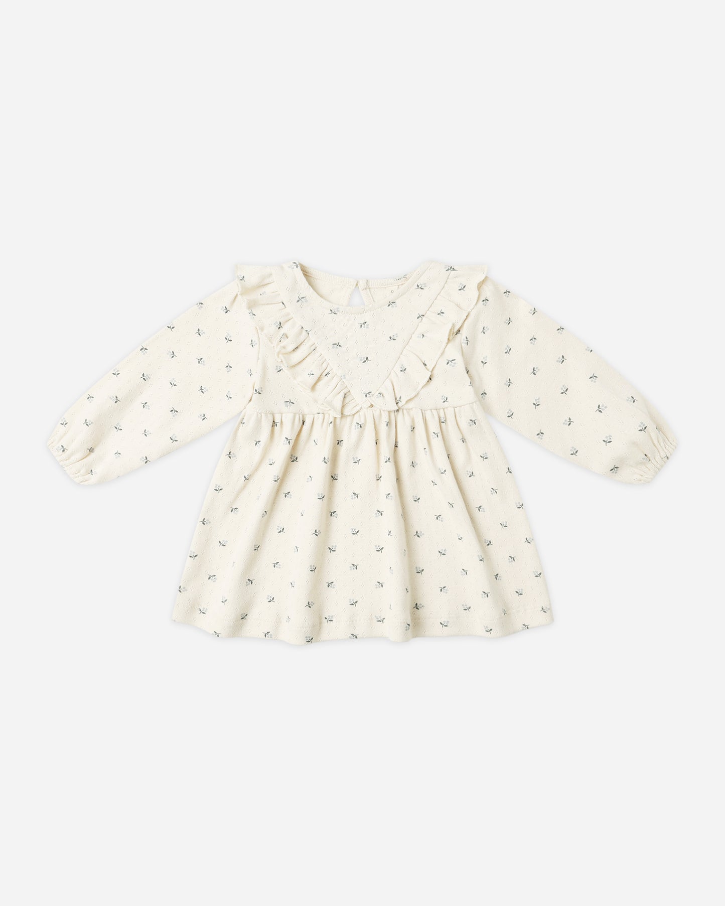 Long Sleeve Ruffle V Dress || Blue Ditsy - Rylee + Cru | Kids Clothes | Trendy Baby Clothes | Modern Infant Outfits |