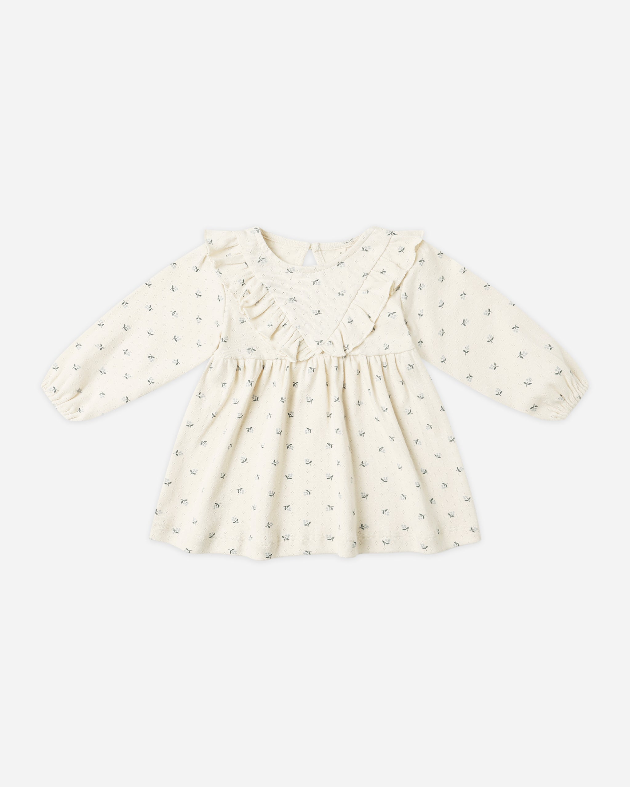 Long Sleeve Ruffle V Dress || Blue Ditsy - Rylee + Cru | Kids Clothes | Trendy Baby Clothes | Modern Infant Outfits |