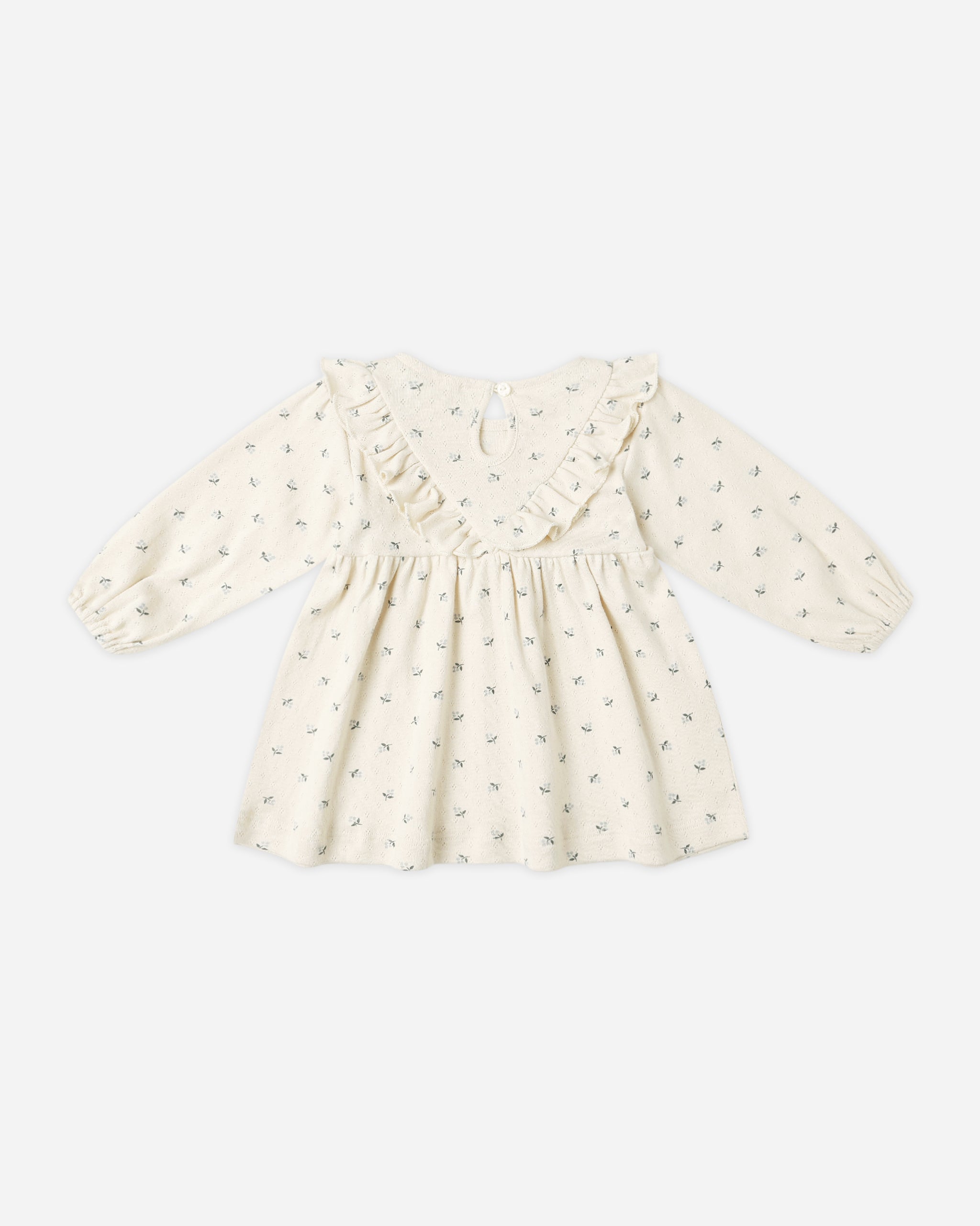 Long Sleeve Ruffle V Dress || Blue Ditsy - Rylee + Cru | Kids Clothes | Trendy Baby Clothes | Modern Infant Outfits |