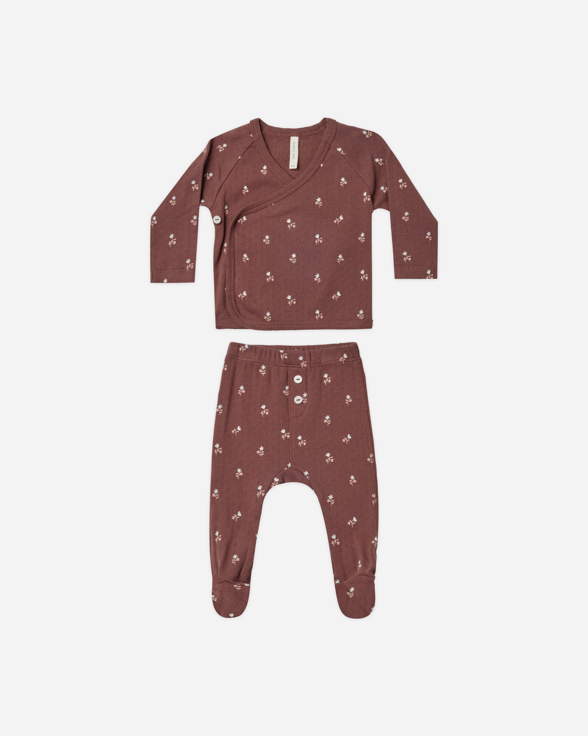 Wrap Top + Footed Pant Set || Plum Fleur - Rylee + Cru | Kids Clothes | Trendy Baby Clothes | Modern Infant Outfits |