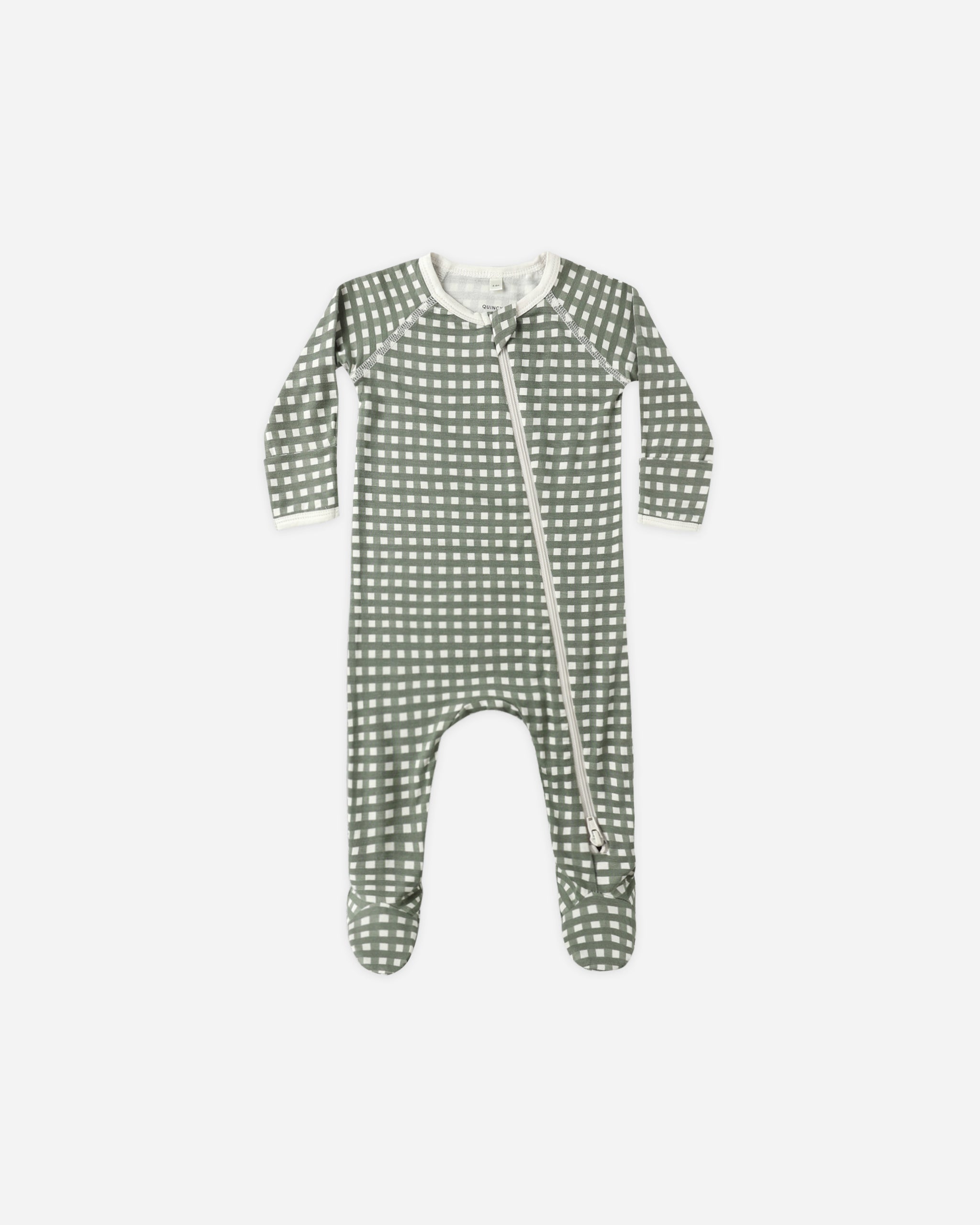 Bamboo Zip Footie || Forest Check - Rylee + Cru | Kids Clothes | Trendy Baby Clothes | Modern Infant Outfits |