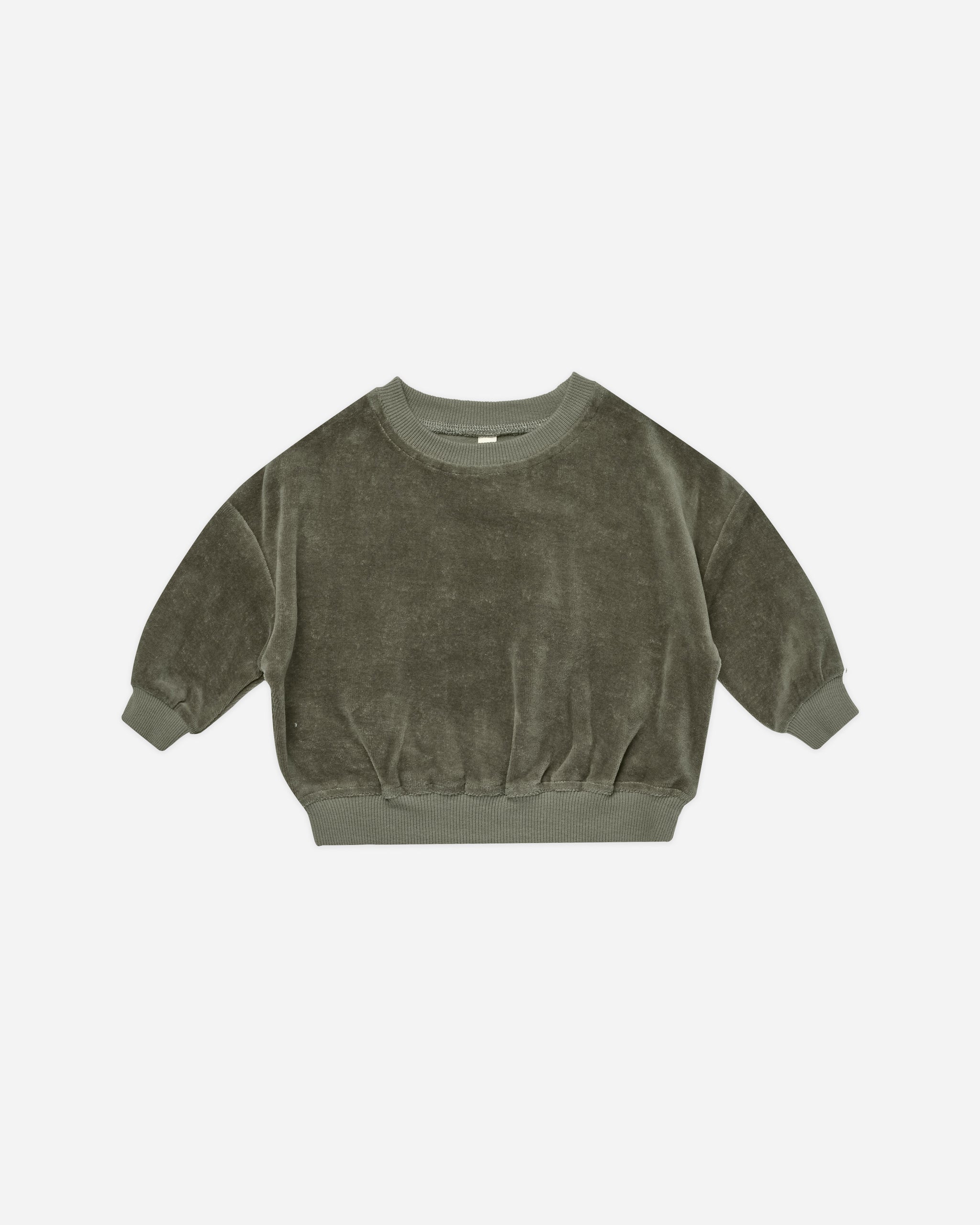 Velour Relaxed Sweatshirt || Forest - Rylee + Cru | Kids Clothes | Trendy Baby Clothes | Modern Infant Outfits |