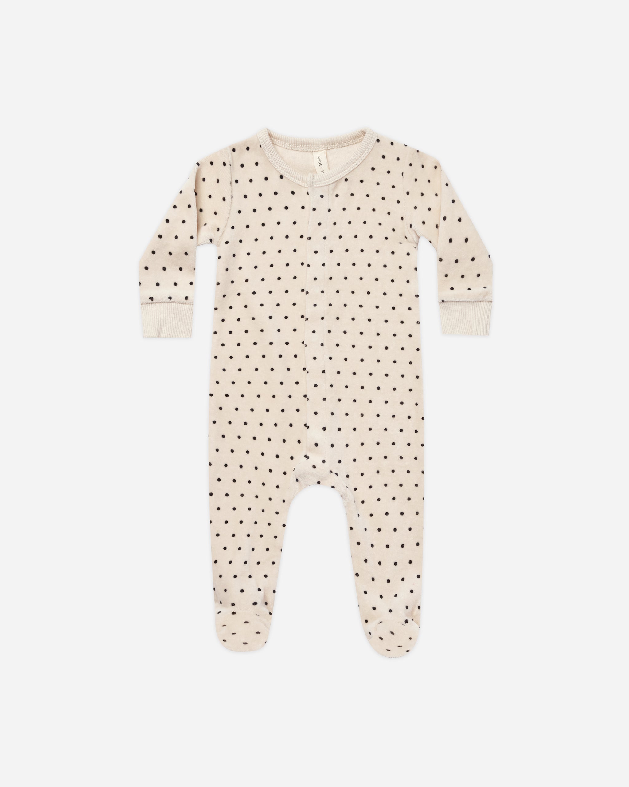 Velour Hidden Snap Footie || Polka Dot - Rylee + Cru | Kids Clothes | Trendy Baby Clothes | Modern Infant Outfits |