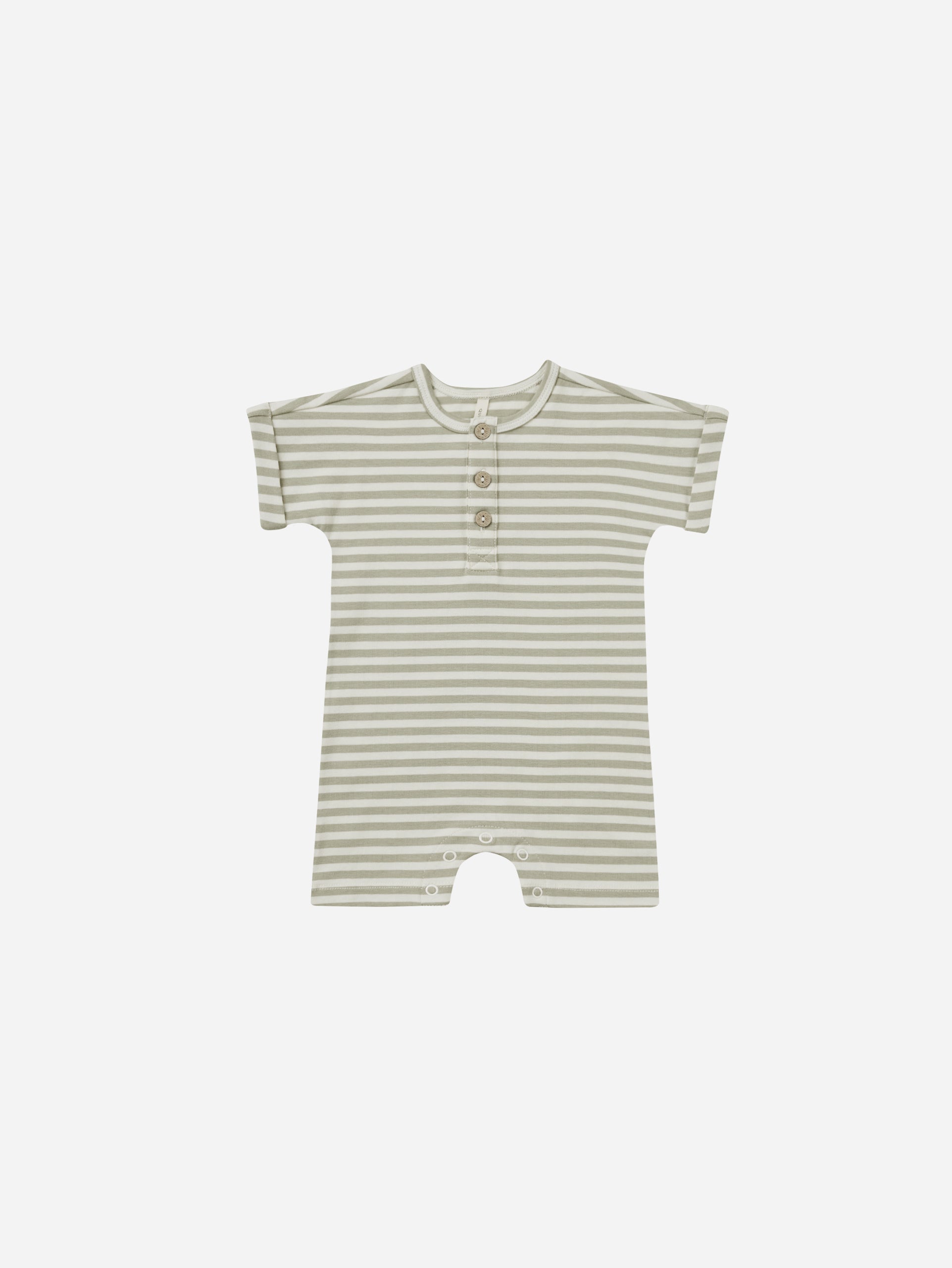 Short Sleeve One-Piece || Sage Stripe - Rylee + Cru | Kids Clothes | Trendy Baby Clothes | Modern Infant Outfits |