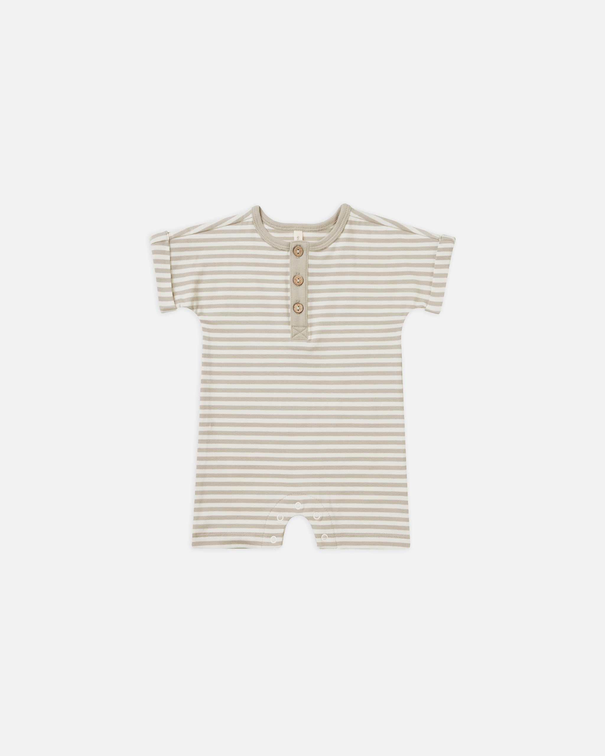 Short Sleeve One-Piece || Ash Stripe - Rylee + Cru | Kids Clothes | Trendy Baby Clothes | Modern Infant Outfits |