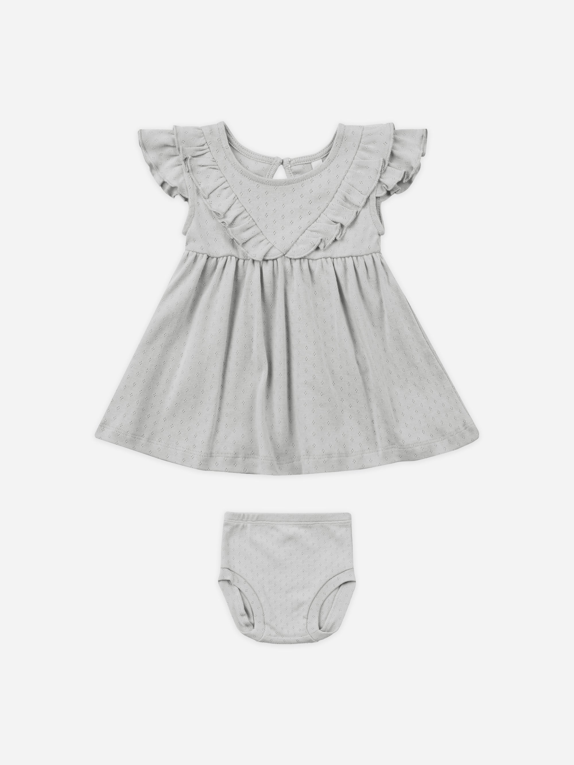 Sleeveless Ruffle V Dress || Cloud - Rylee + Cru | Kids Clothes | Trendy Baby Clothes | Modern Infant Outfits |