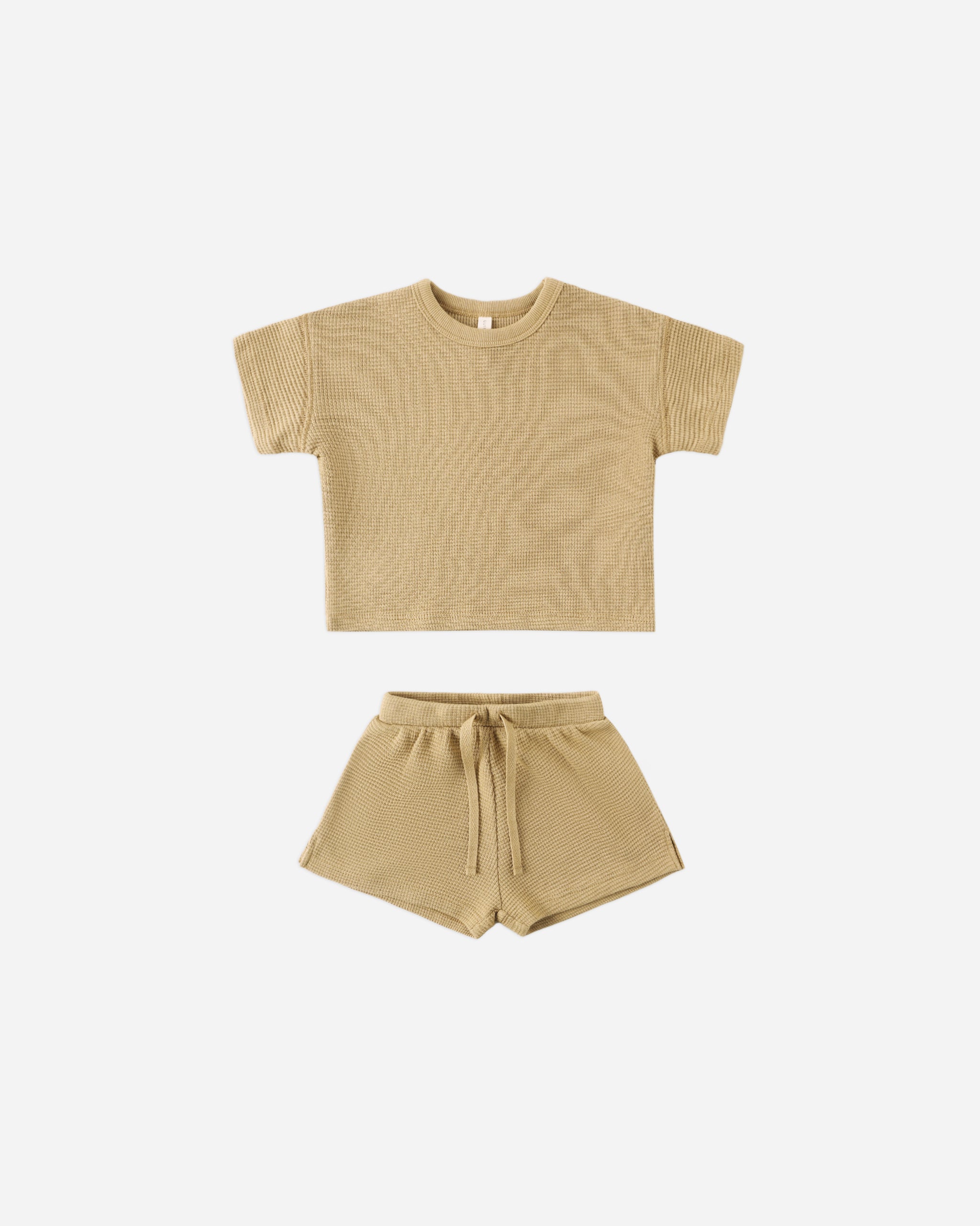 Waffle Tee + Short Set Honey - Rylee + Cru | Kids Clothes | Trendy Baby Clothes | Modern Infant Outfits |