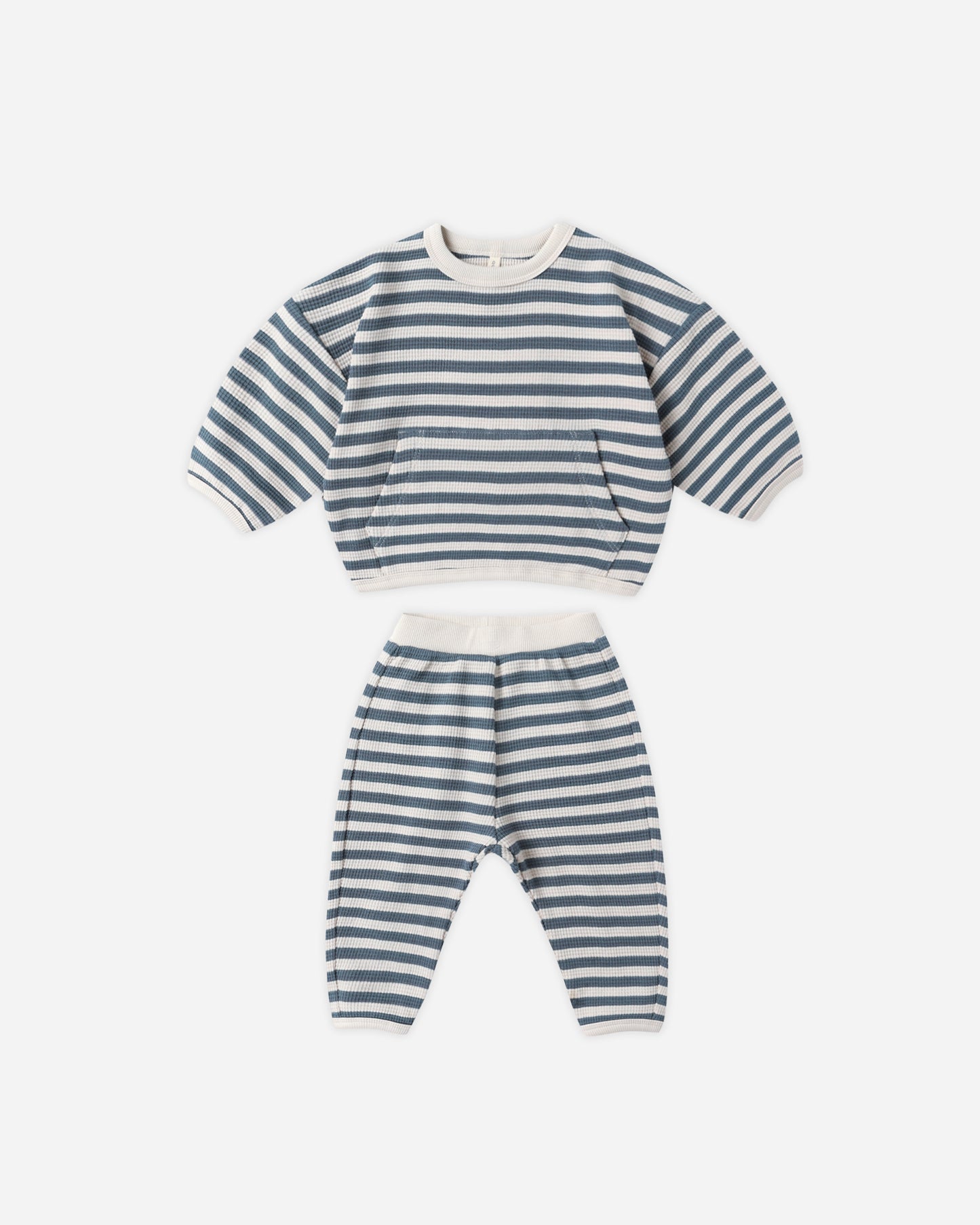 Waffle Slouch Set || Ocean Stripe - Rylee + Cru | Kids Clothes | Trendy Baby Clothes | Modern Infant Outfits |