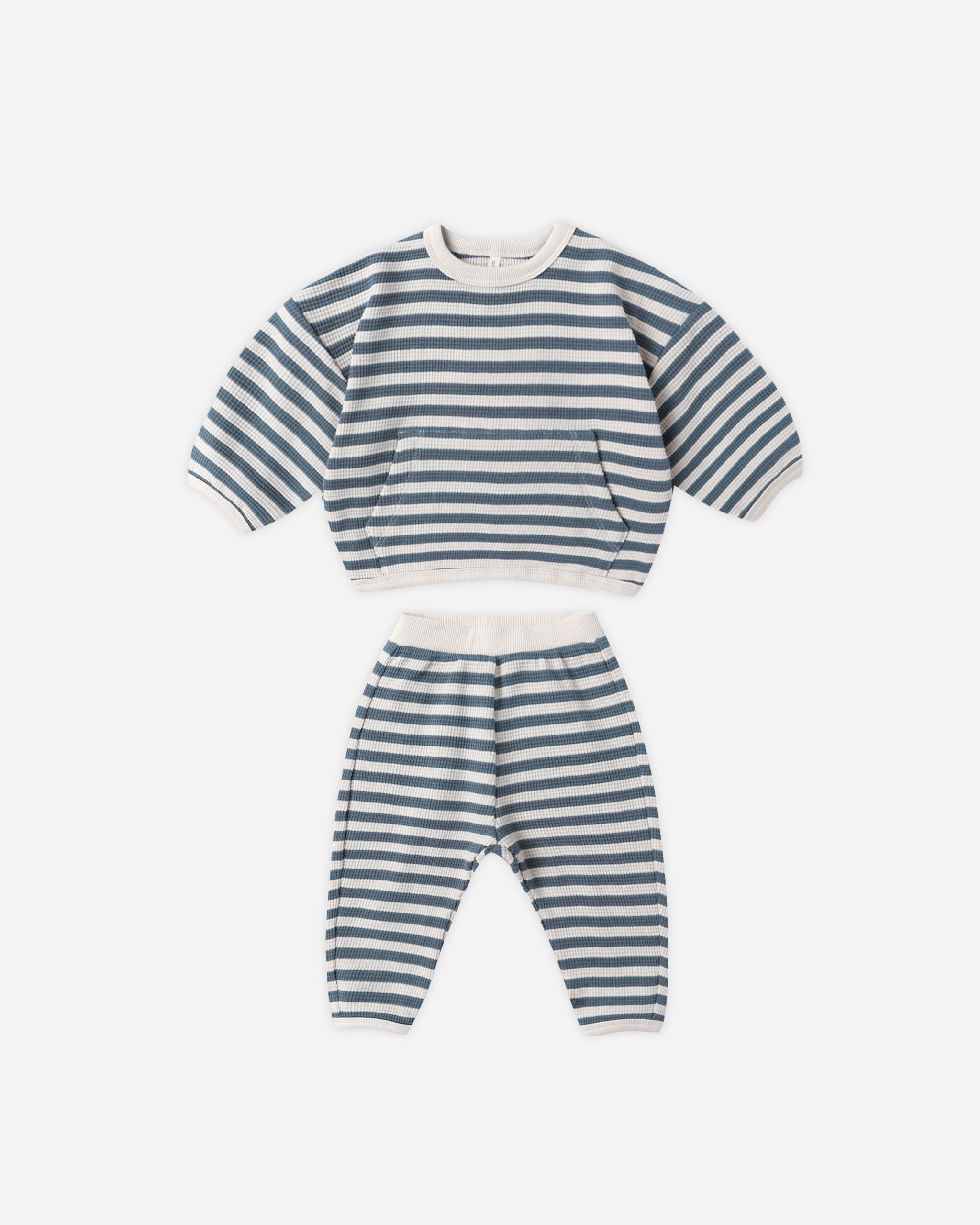 Waffle Slouch Set || Ocean Stripe - Rylee + Cru | Kids Clothes | Trendy Baby Clothes | Modern Infant Outfits |