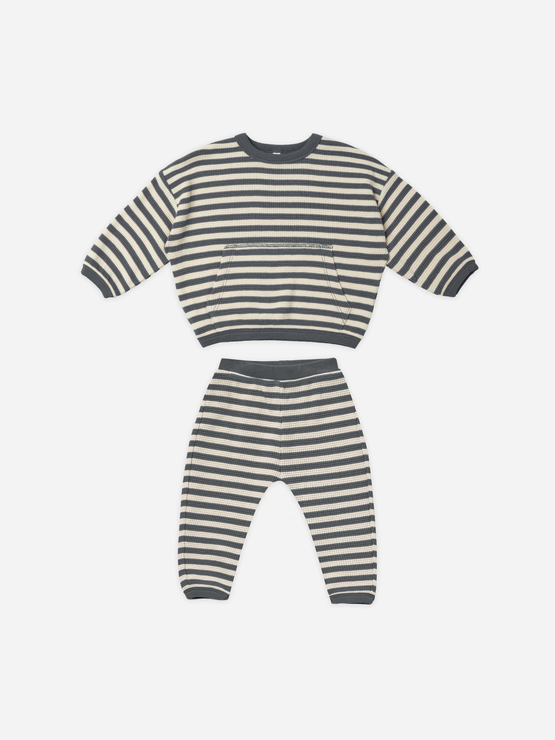 Waffle Sweater + Pant Set || Navy Stripe - Rylee + Cru | Kids Clothes | Trendy Baby Clothes | Modern Infant Outfits |