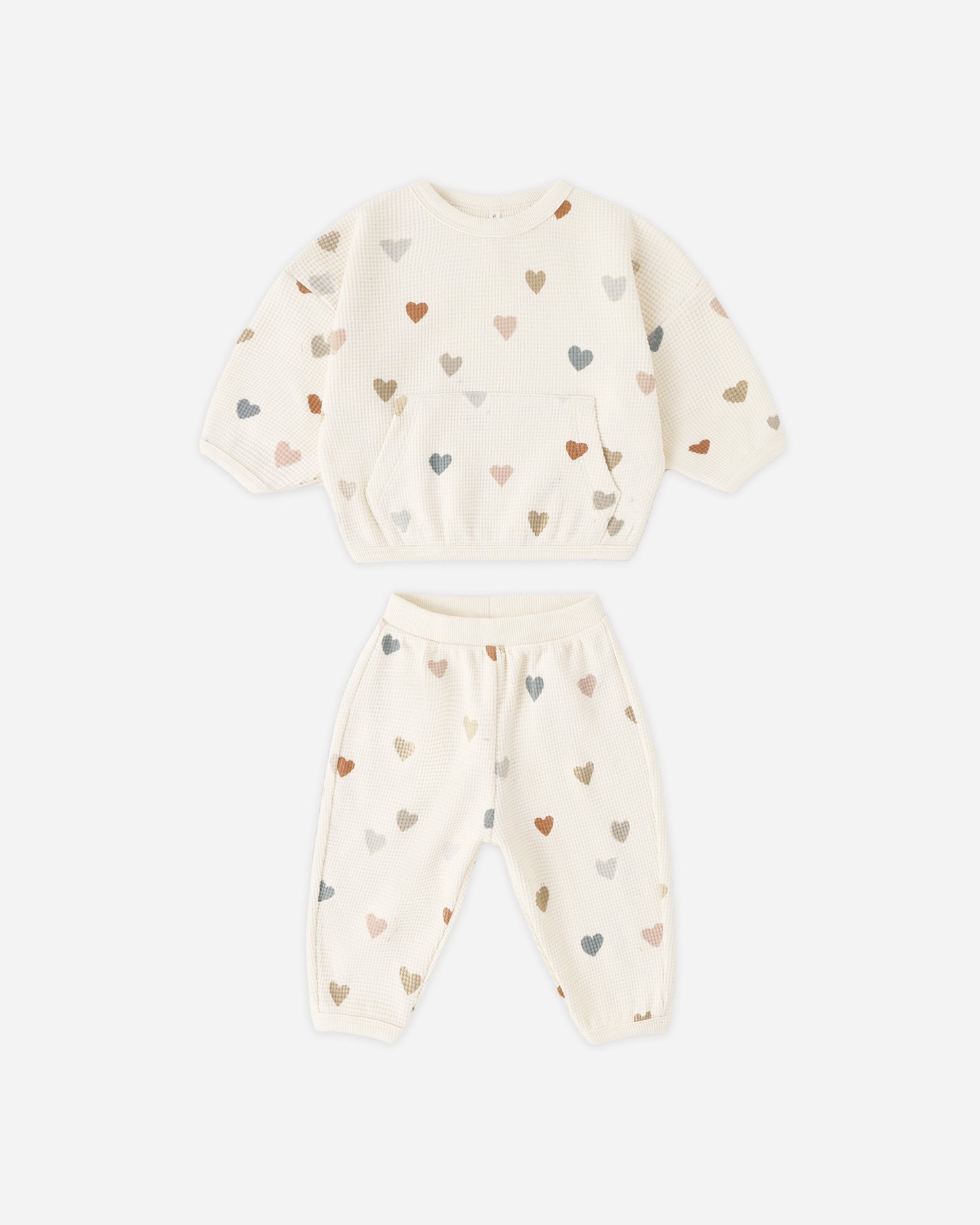 Waffle Sweater Set Confetti Hearts - Rylee + Cru | Kids Clothes | Trendy Baby Clothes | Modern Infant Outfits |