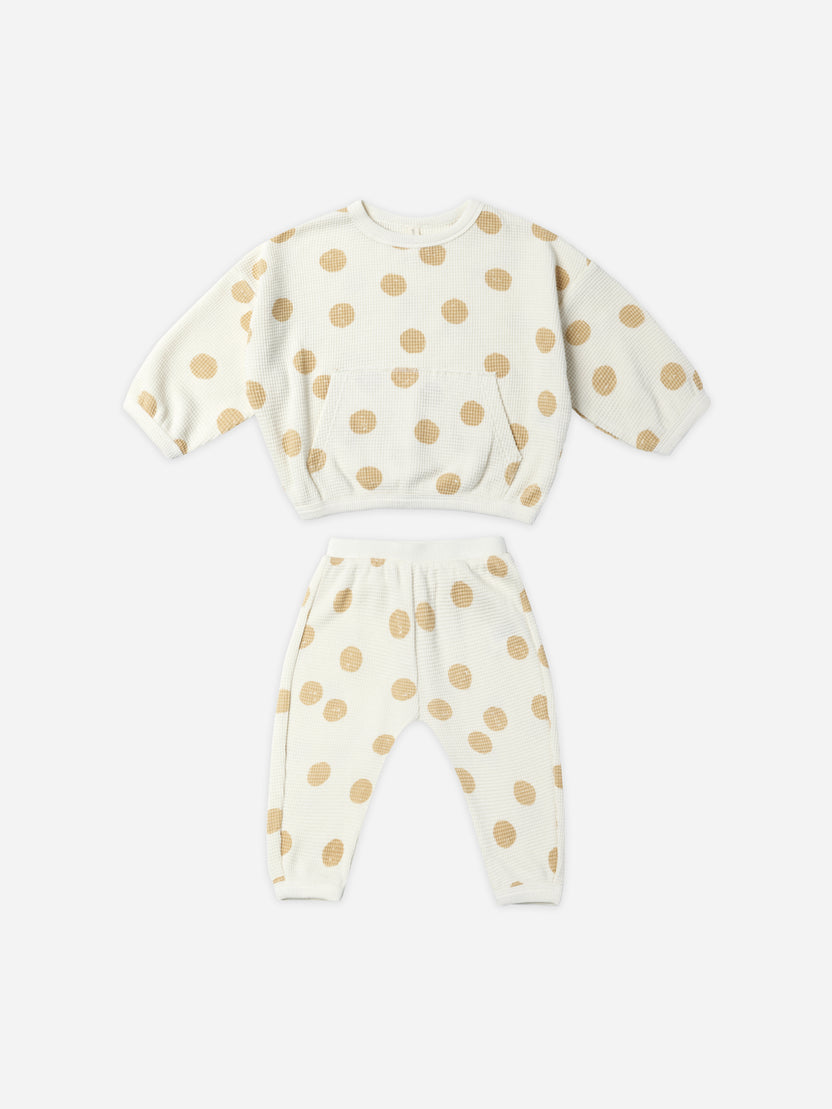 Quincy Mae Terry Tee + Pant Set - Polka Dot main image 0