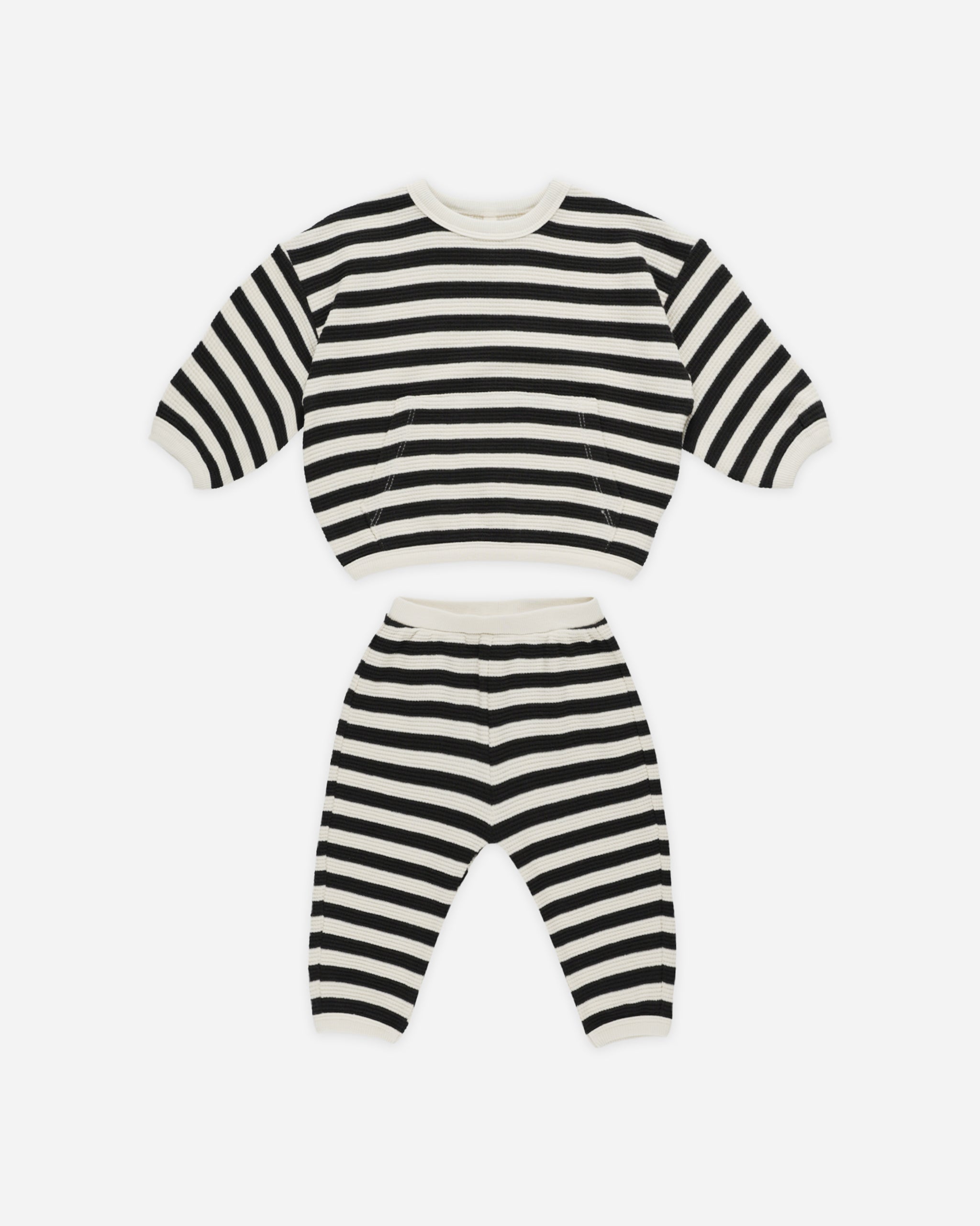 Waffle Slouch Set || Black Stripe