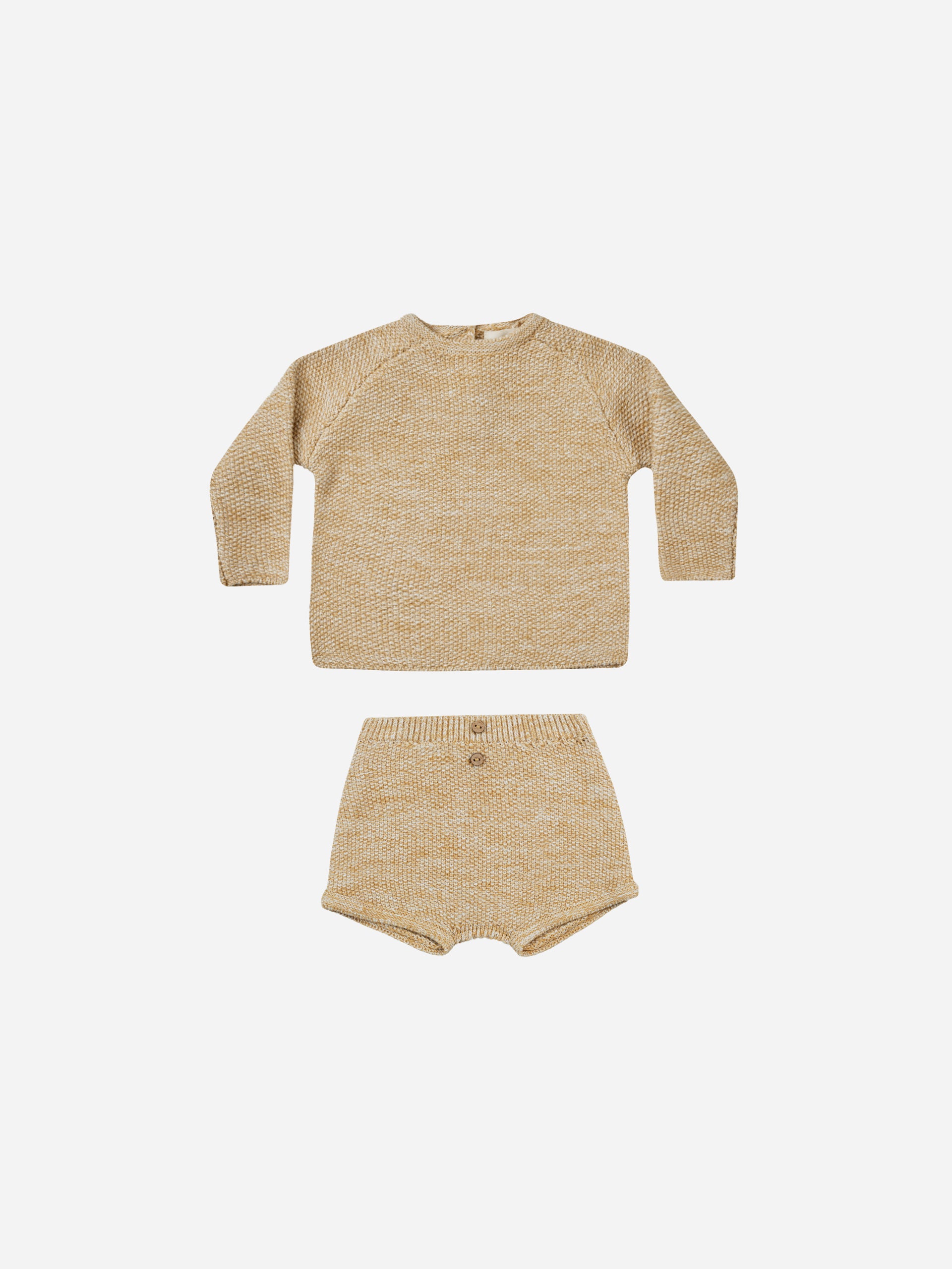 Summer Knit Set || Heathered Honey - Rylee + Cru | Kids Clothes | Trendy Baby Clothes | Modern Infant Outfits |