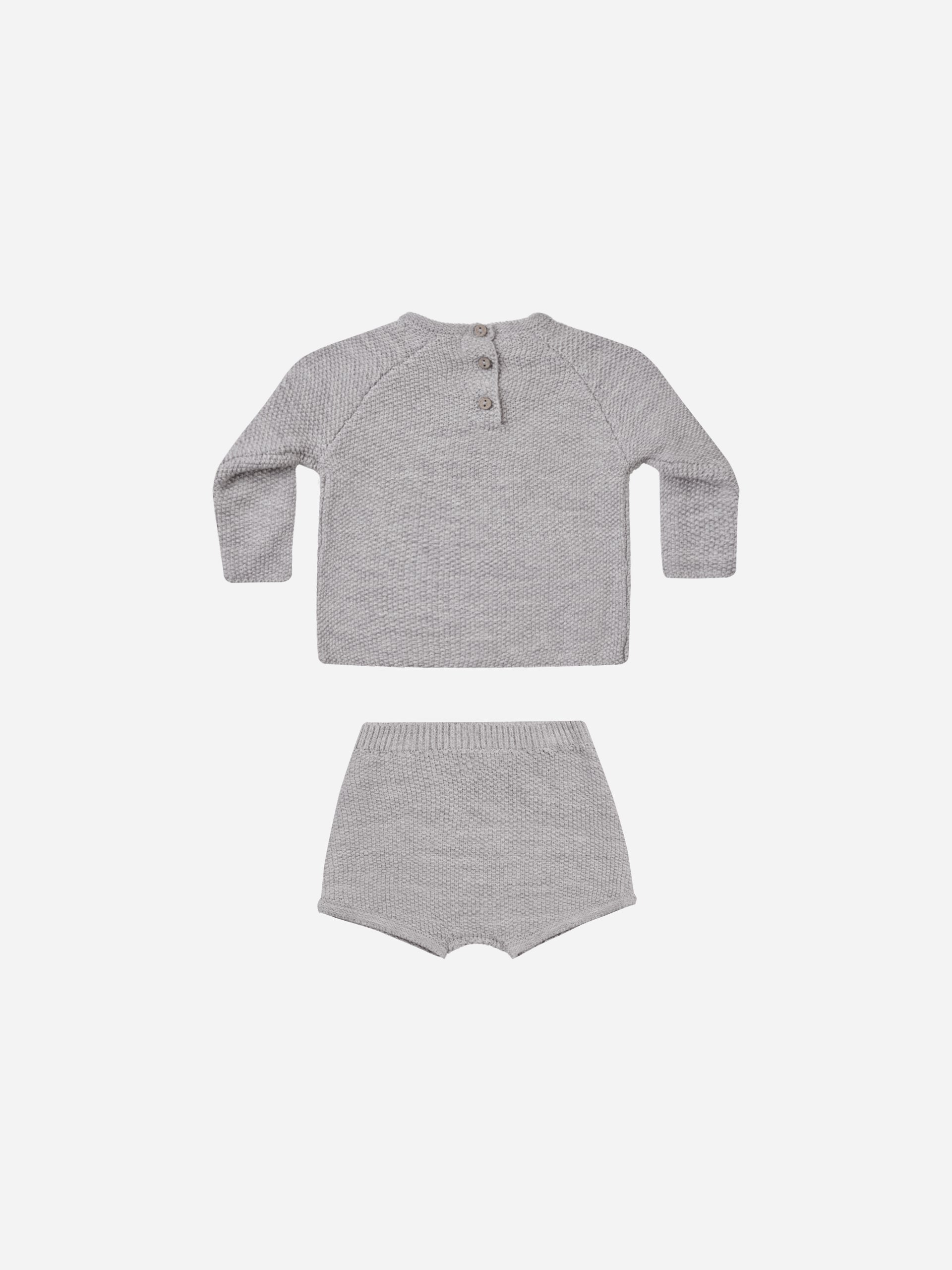 Summer Knit Set || Heathered Periwinkle - Rylee + Cru | Kids Clothes | Trendy Baby Clothes | Modern Infant Outfits |
