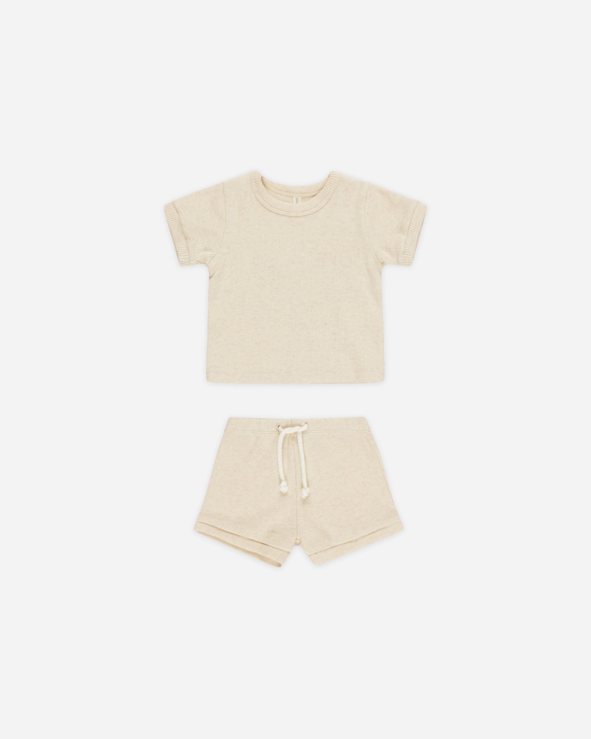 Ribbed Shortie Set || Oatmeal - Rylee + Cru | Kids Clothes | Trendy Baby Clothes | Modern Infant Outfits |