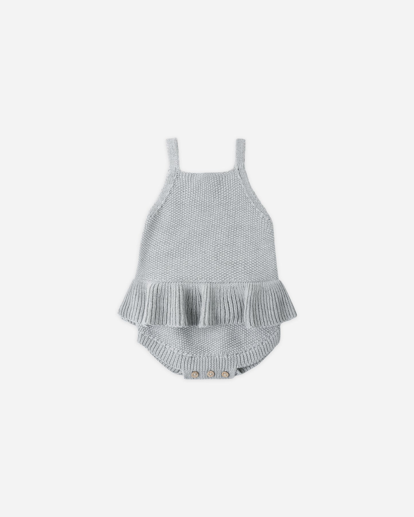 Knit Ruffle Romper Heathered Sky - Rylee + Cru | Kids Clothes | Trendy Baby Clothes | Modern Infant Outfits |