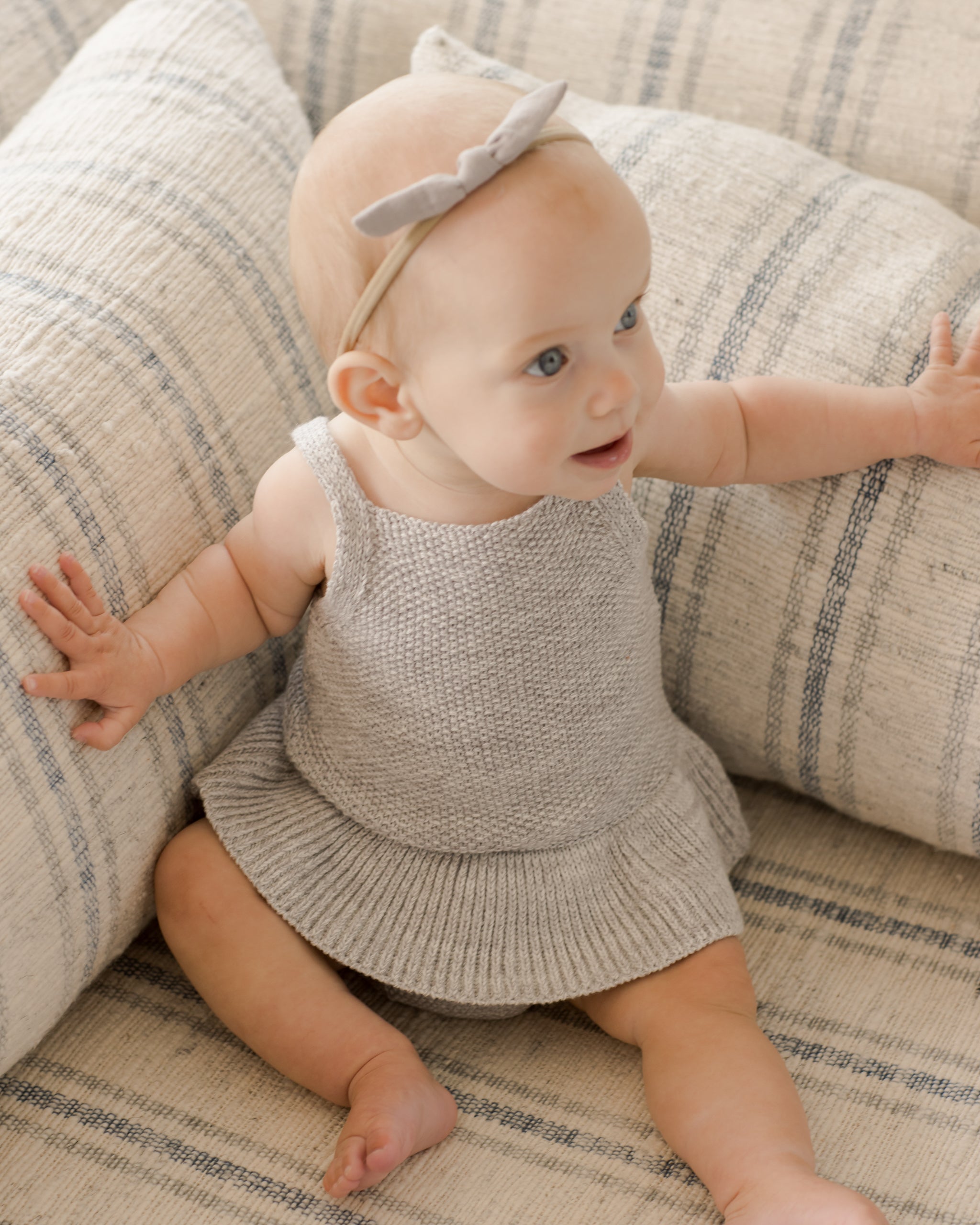 Knit Ruffle Romper || Heathered Periwinkle - Rylee + Cru | Kids Clothes | Trendy Baby Clothes | Modern Infant Outfits |