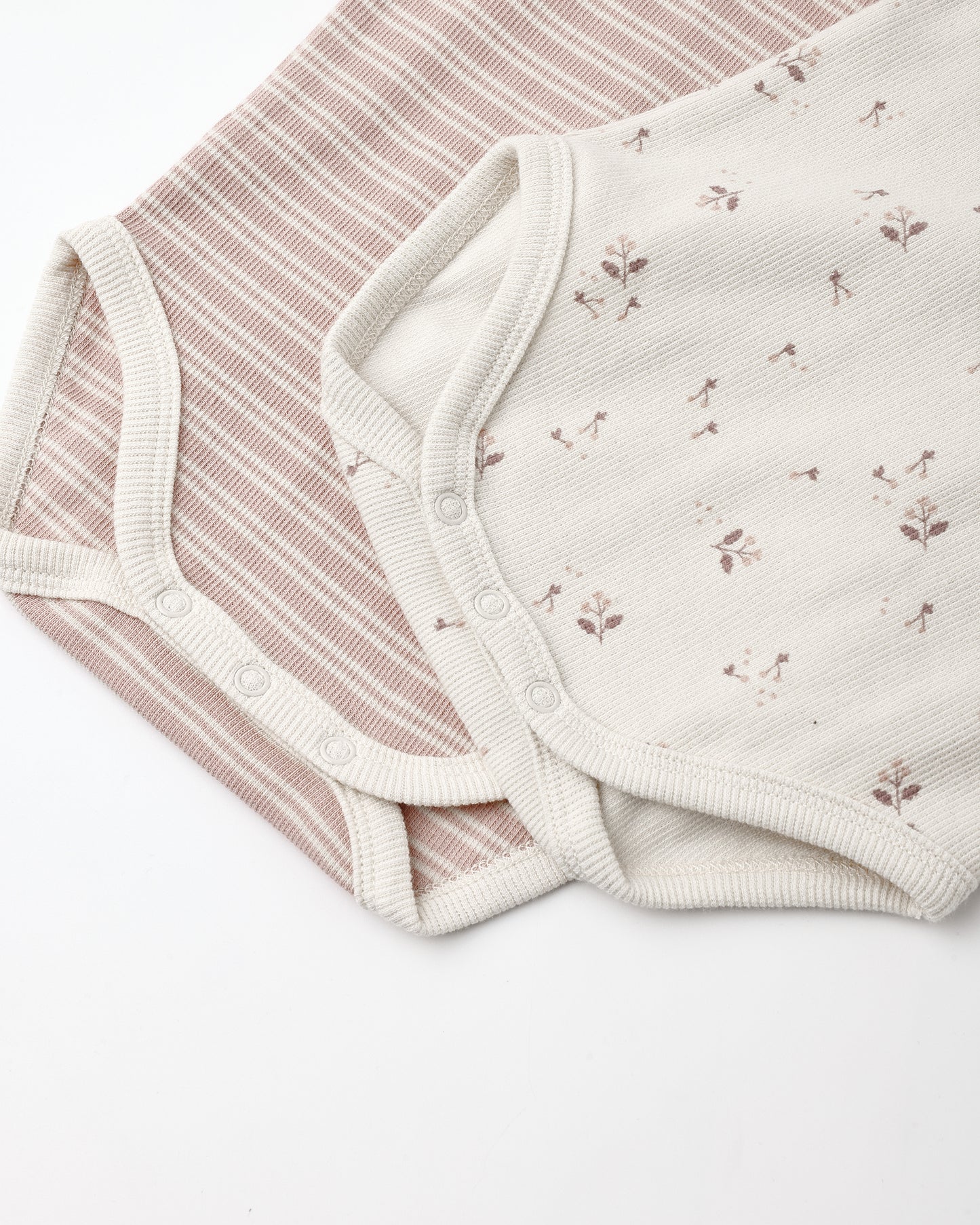 Ribbed Bodysuit, 2 Pack Dusty Rose Microstripe, Fall Ditsy - Rylee + Cru | Kids Clothes | Trendy Baby Clothes | Modern Infant Outfits |