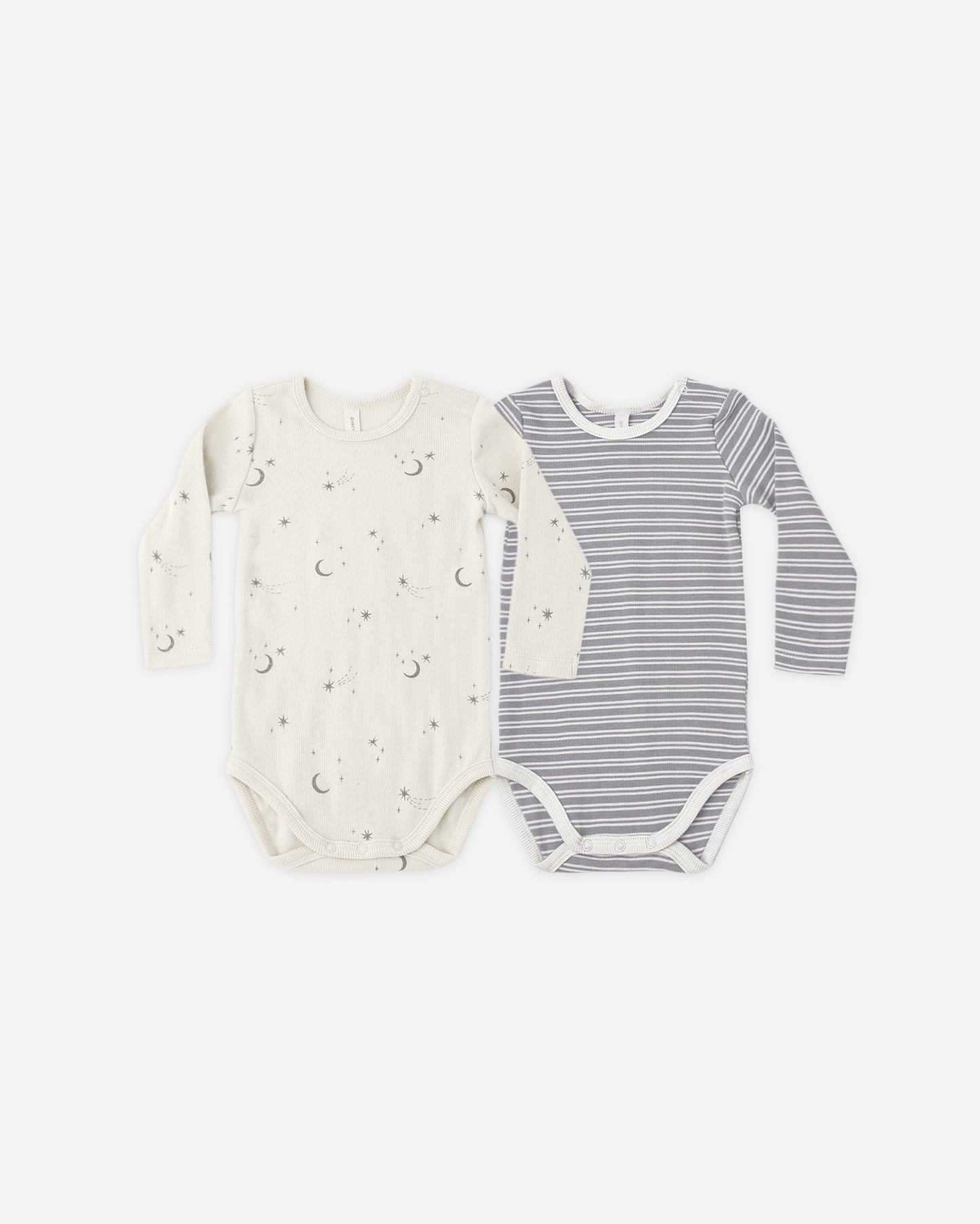 Ribbed Bodysuit, 2 Pack Slate Microstripe, Celestial - Rylee + Cru | Kids Clothes | Trendy Baby Clothes | Modern Infant Outfits |