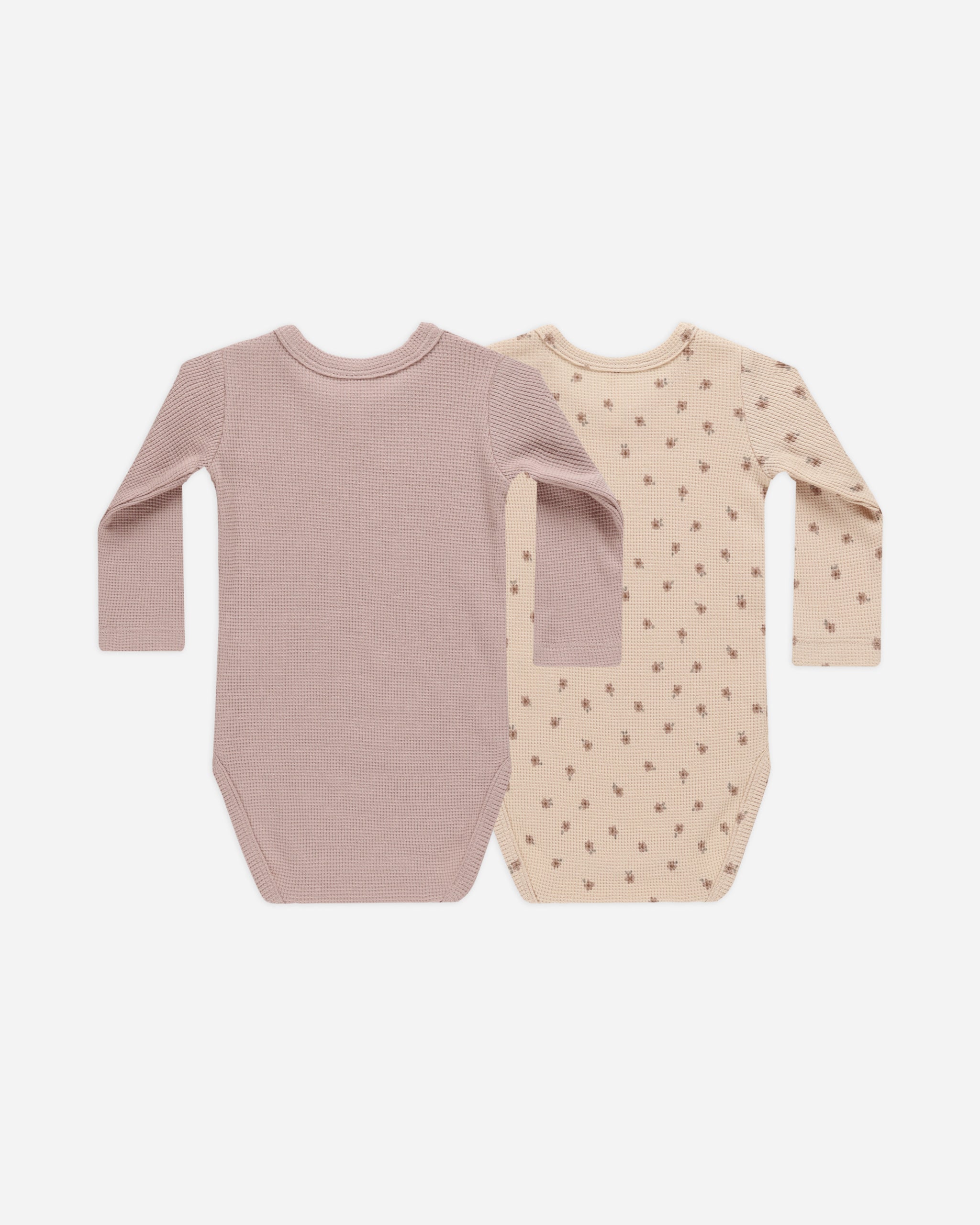 Waffle Bodysuit, 2 Pack || Mauve, Blossom