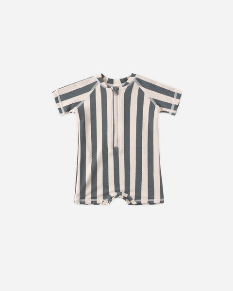 Zip Rashguard One-Piece Retro Ocean Stripe – Quincy Mae