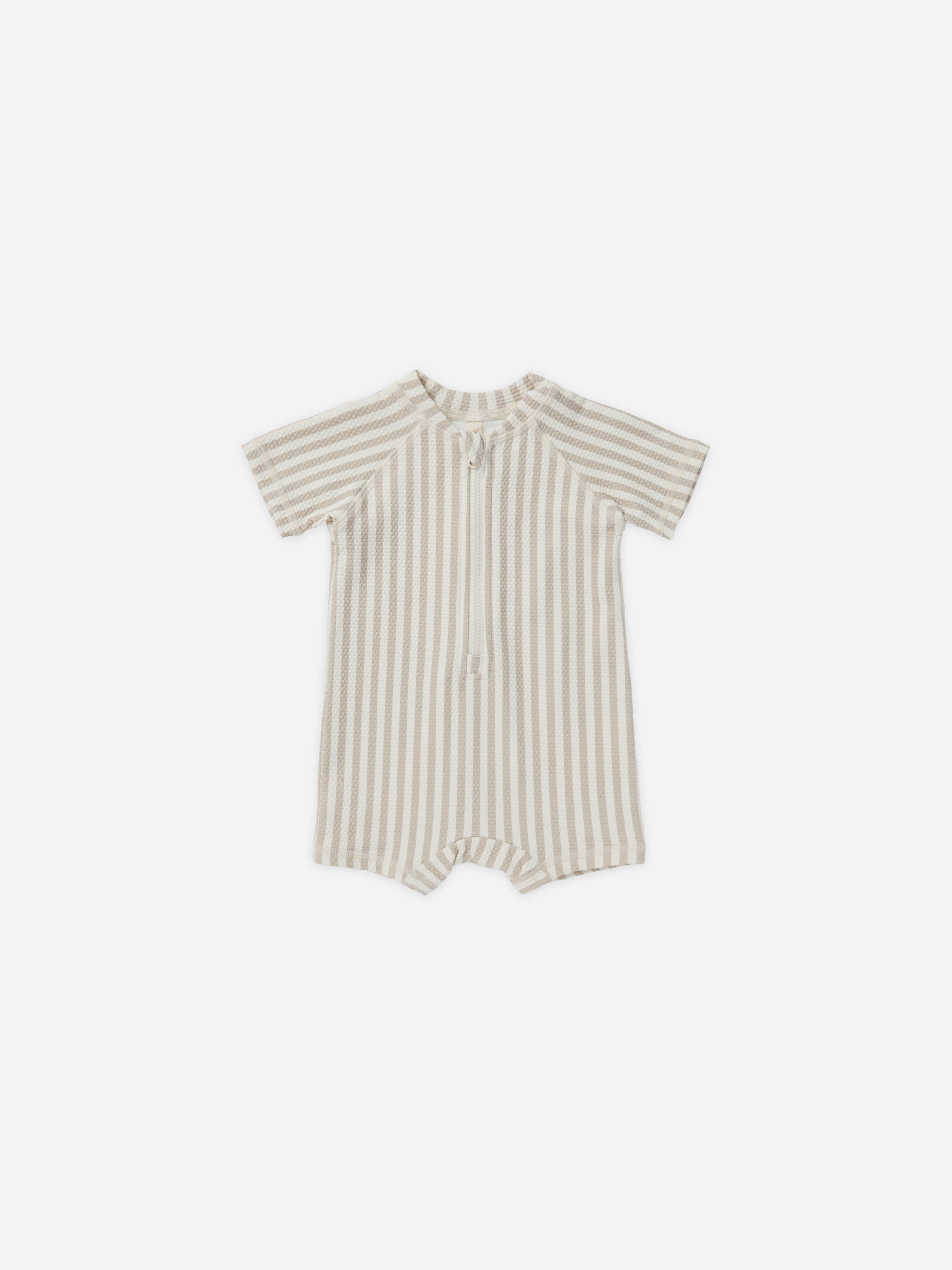 Zip Rashguard One-Piece || Ash Stripe - Rylee + Cru | Kids Clothes | Trendy Baby Clothes | Modern Infant Outfits |