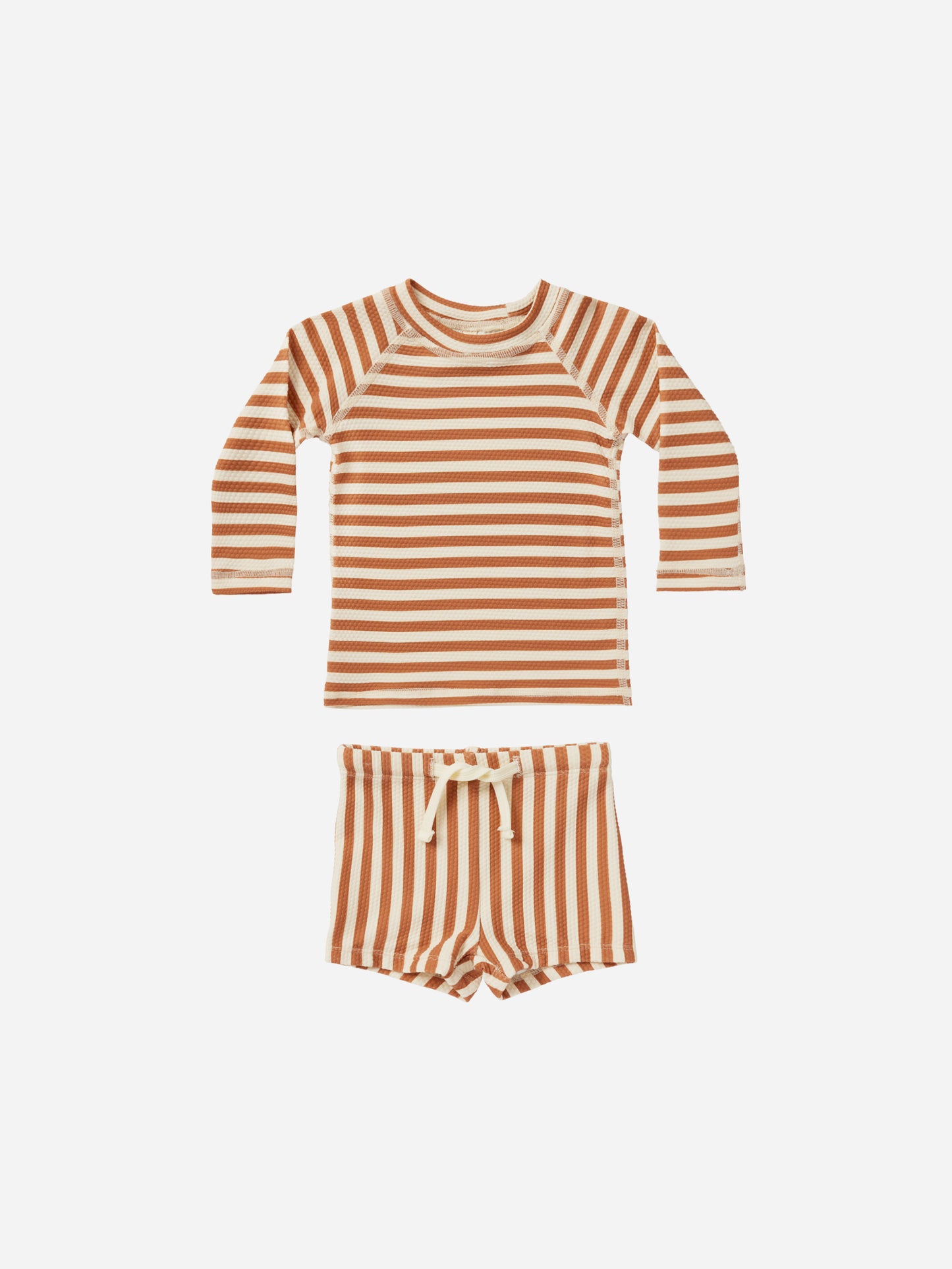 Finn Rashguard + Short Set || Clay Stripe - Rylee + Cru | Kids Clothes | Trendy Baby Clothes | Modern Infant Outfits |