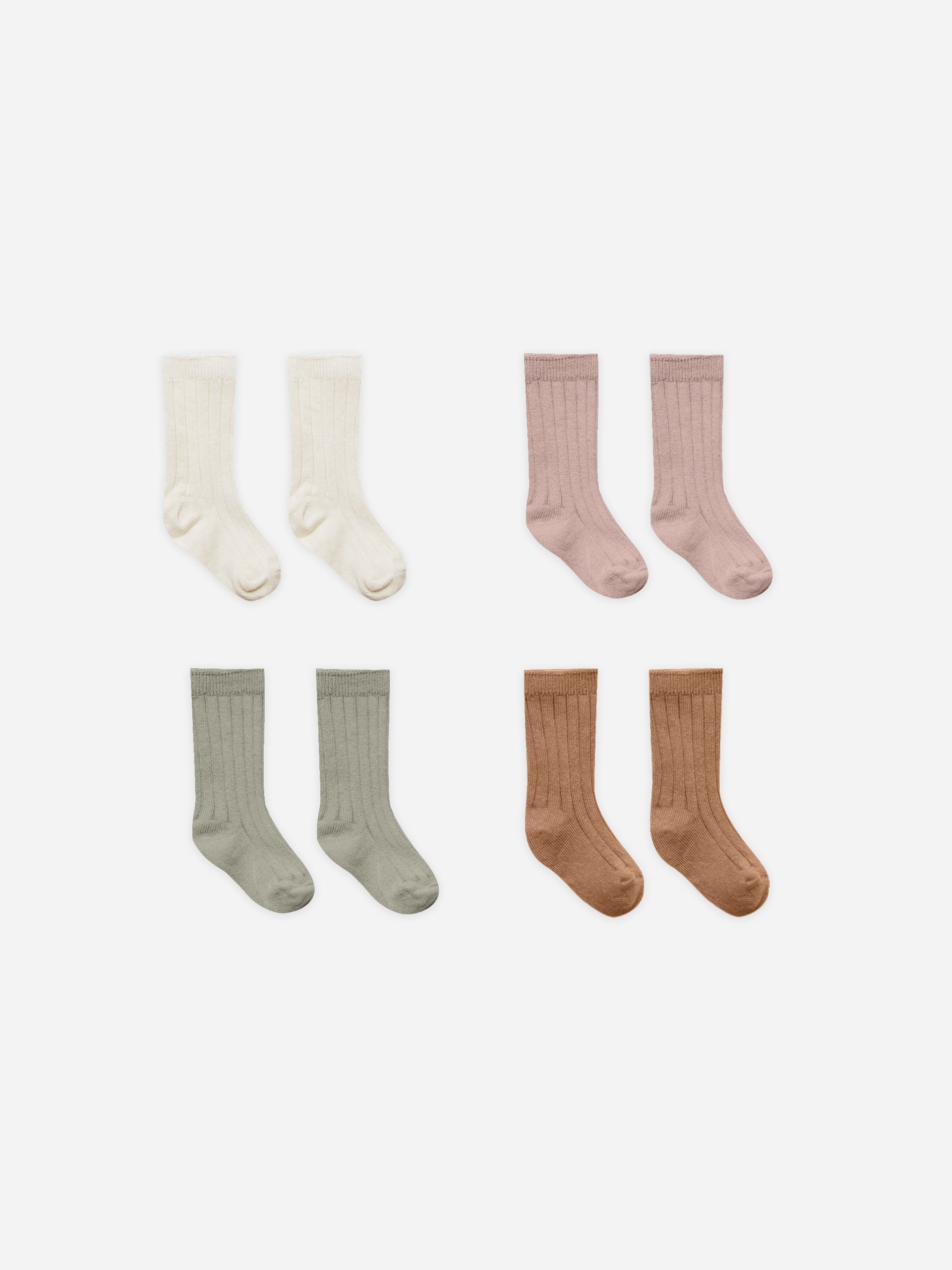 Socks, Set Of 4 || Natural, Mauve, Basil, Cinnamon - Rylee + Cru | Kids Clothes | Trendy Baby Clothes | Modern Infant Outfits |