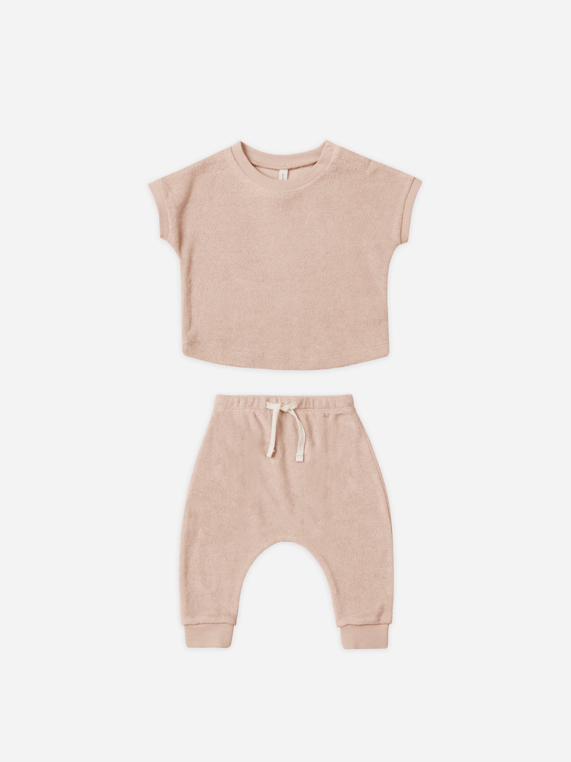 Terry Tee + Pant Set || Blush - Rylee + Cru | Kids Clothes | Trendy Baby Clothes | Modern Infant Outfits |