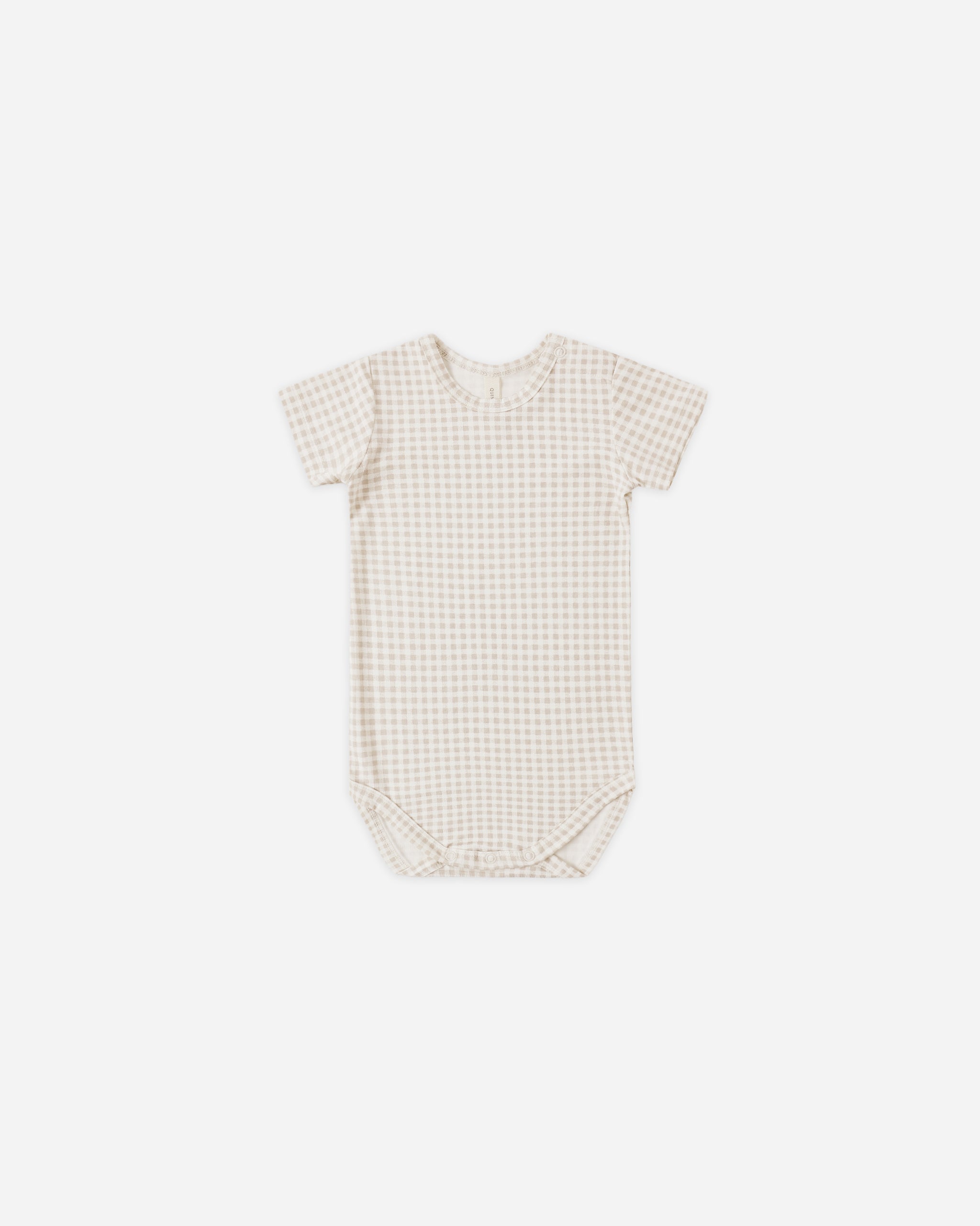 Bamboo Short Sleeve Bodysuit Oat Gingham - Rylee + Cru | Kids Clothes | Trendy Baby Clothes | Modern Infant Outfits |