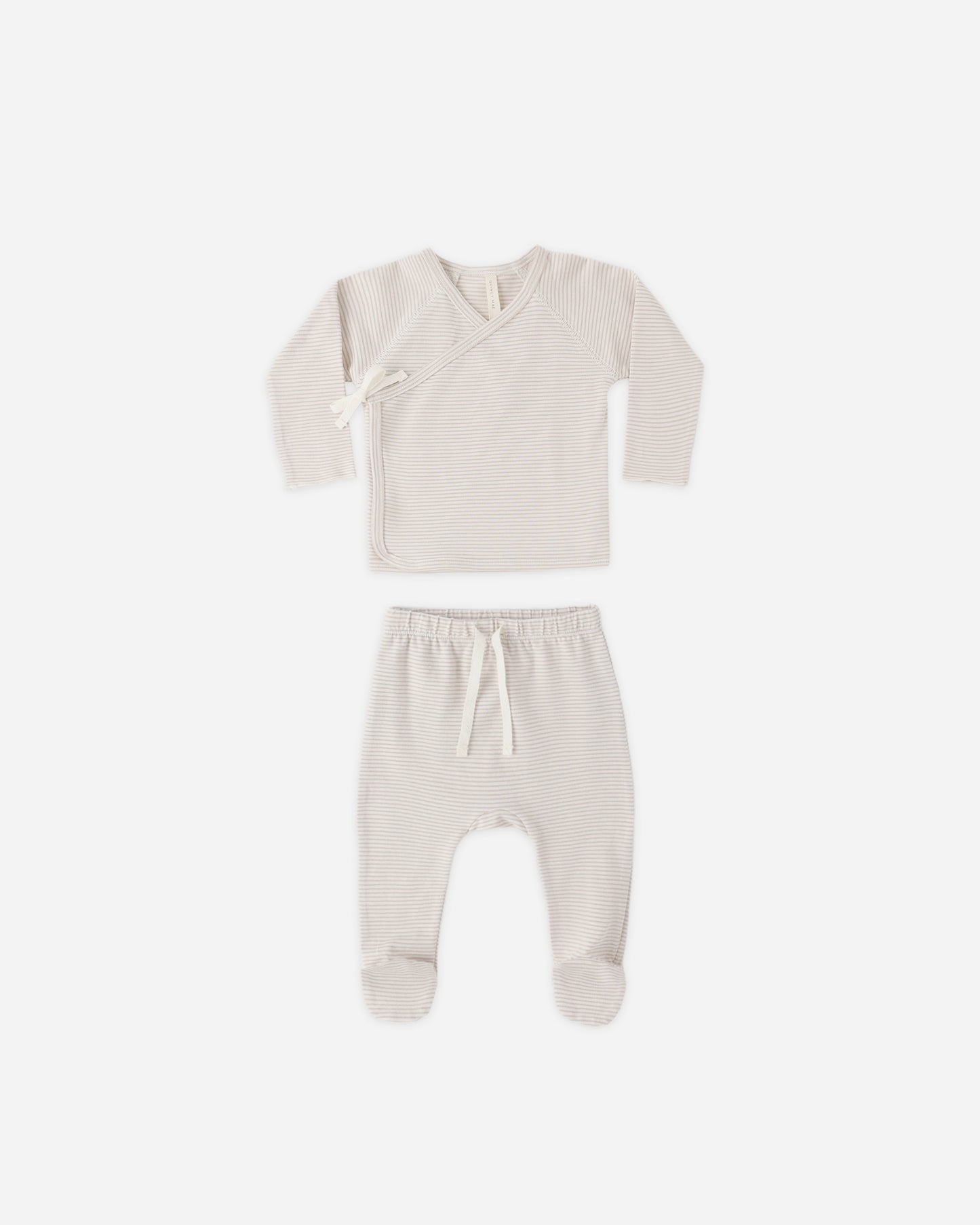 Wrap Top + Footed Pant Set Oat Micro Stripe - Rylee + Cru | Kids Clothes | Trendy Baby Clothes | Modern Infant Outfits |
