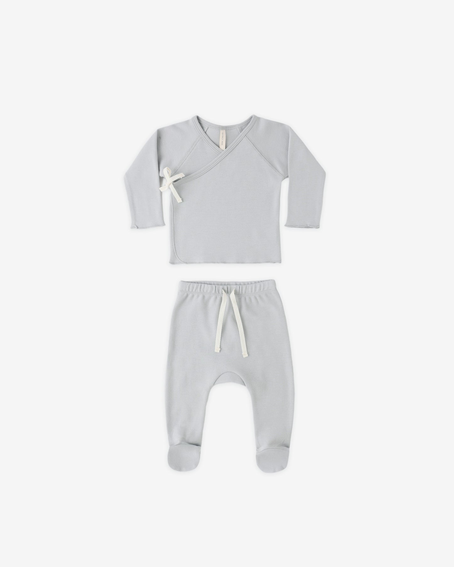 Wrap Top + Footed Pant Set Sky - Rylee + Cru | Kids Clothes | Trendy Baby Clothes | Modern Infant Outfits |